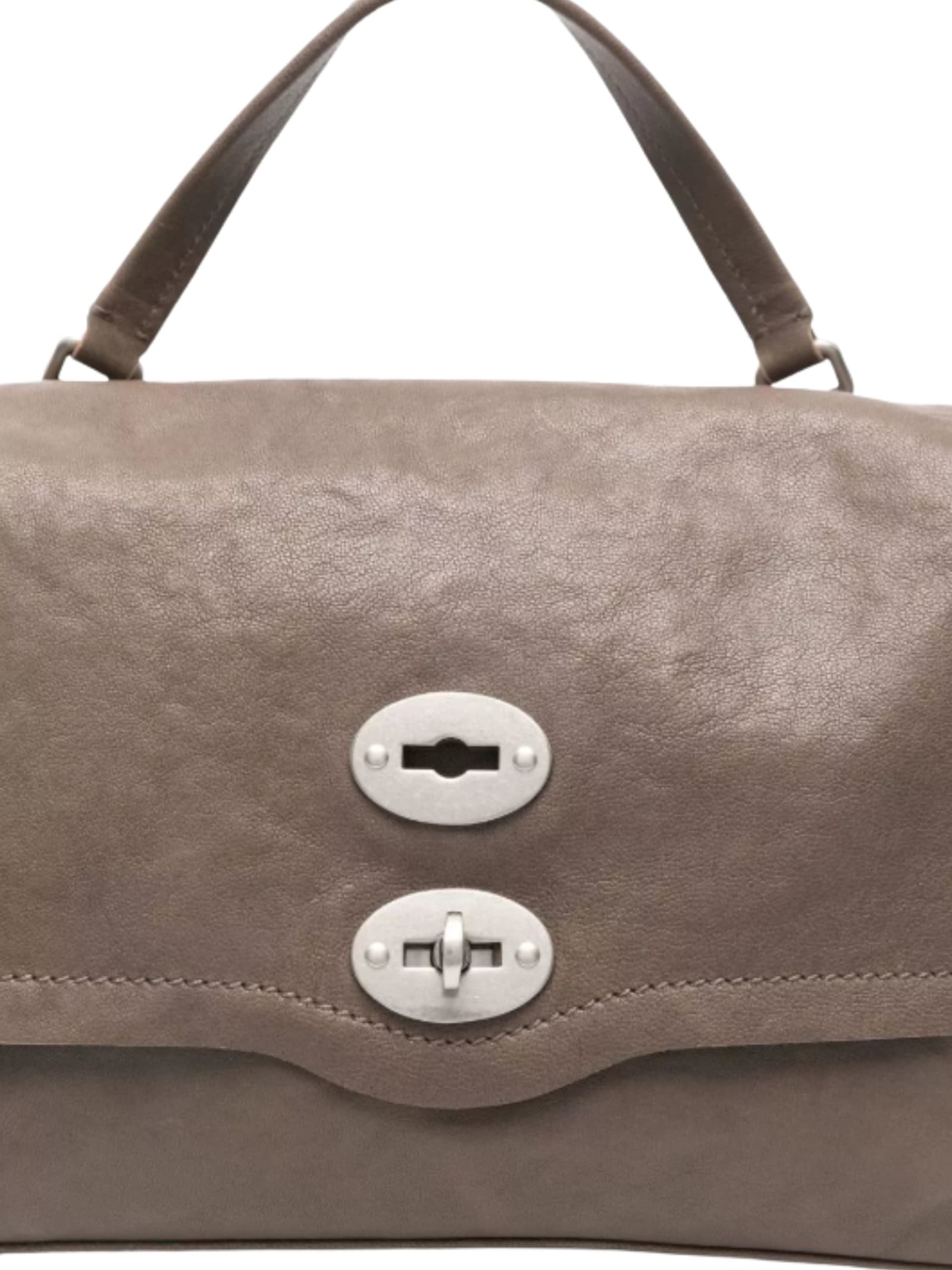 Zanellato Postina Tabacco Baby Leather Handbag In Gray