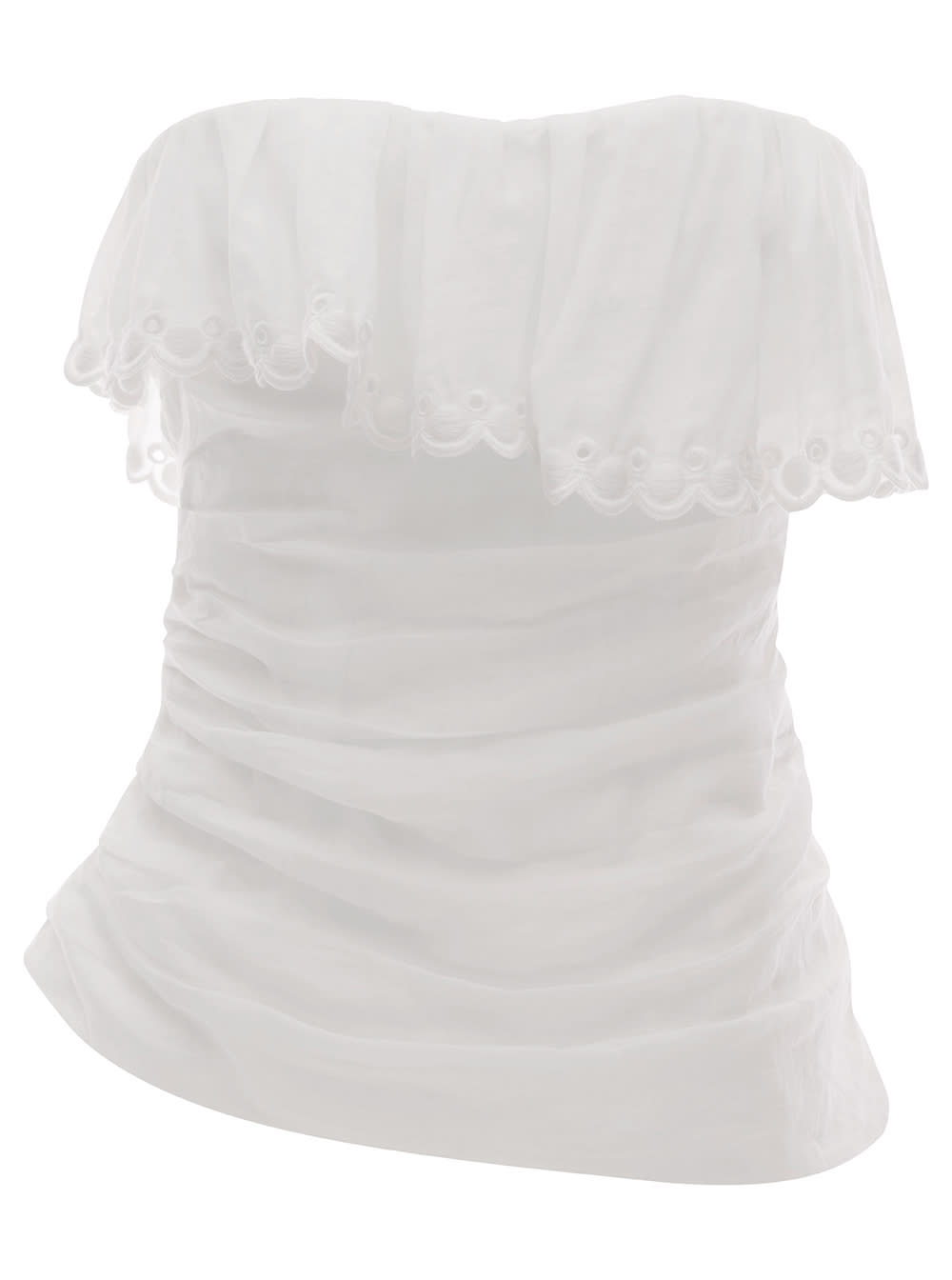 Shop Isabel Marant White Sleeveless Top With Ruches Detail White In Ramie Woman