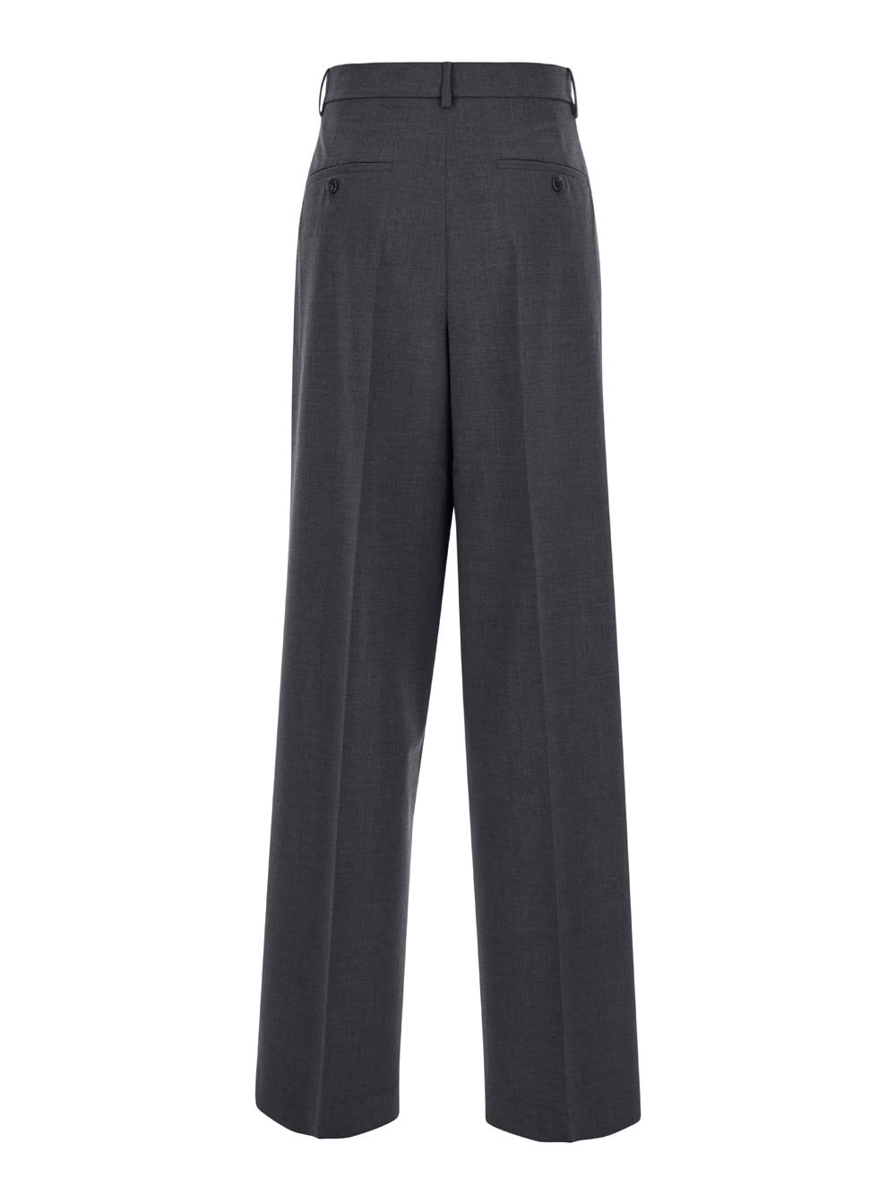 Theory Grey High-waist Pants With Pences In Stretch Wool Woman In Grey