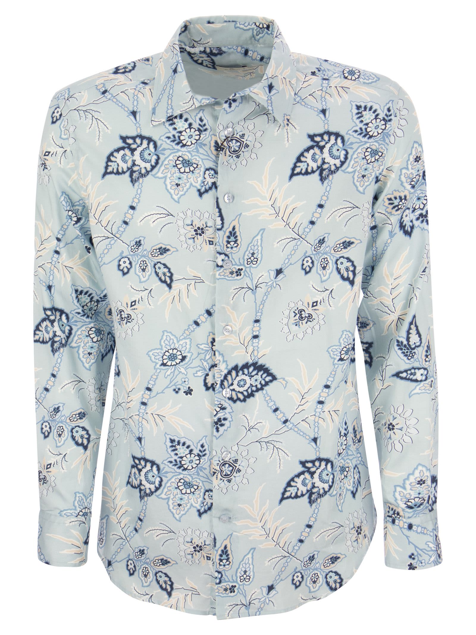 Jacquard Shirt With Floral Pattern
