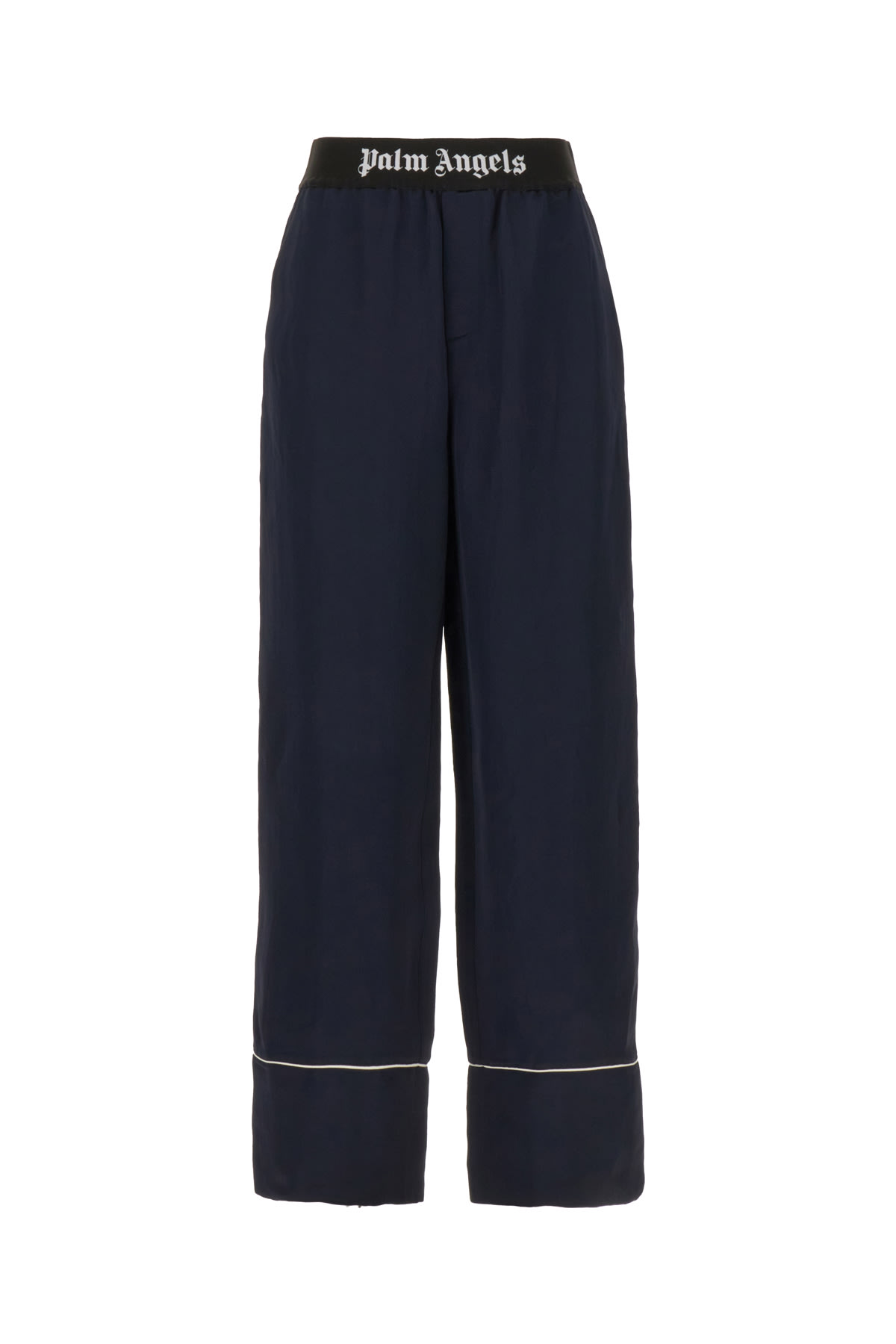 Palm Angels Midnight Blue Linen Blend Pant In Metallic