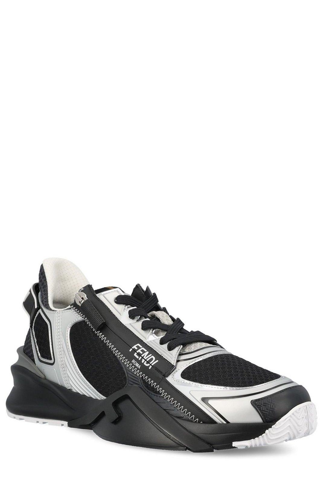 Shop Fendi Flow Lace-up Sneakers In Pxv Sil Nero Antr