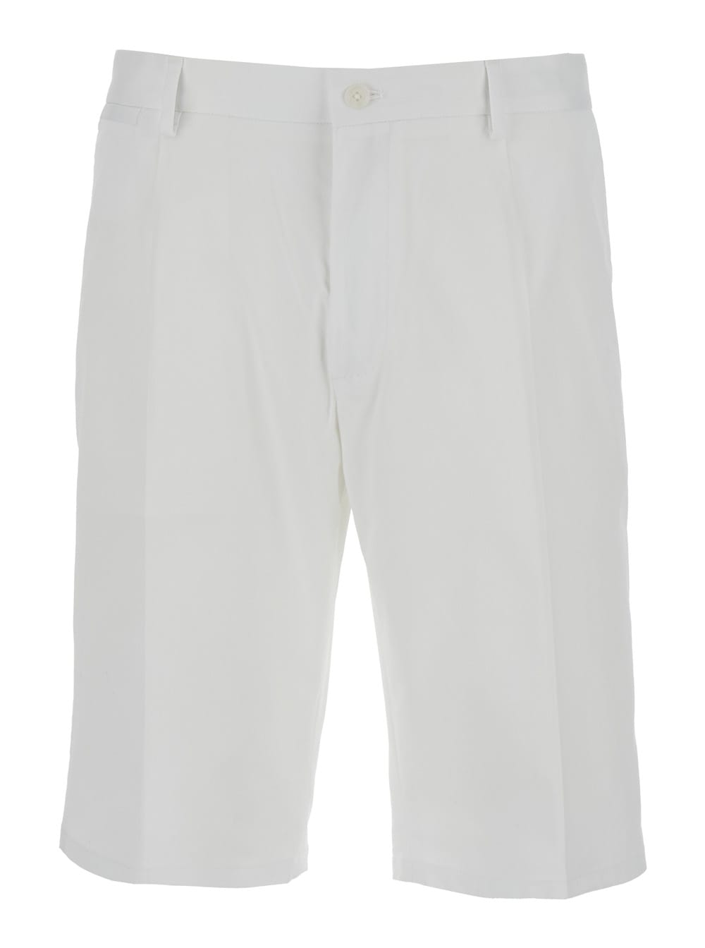 Shop Dolce & Gabbana White Bermuda Shorts With Tonal Dg Embroidery In Stretch Cotton Man