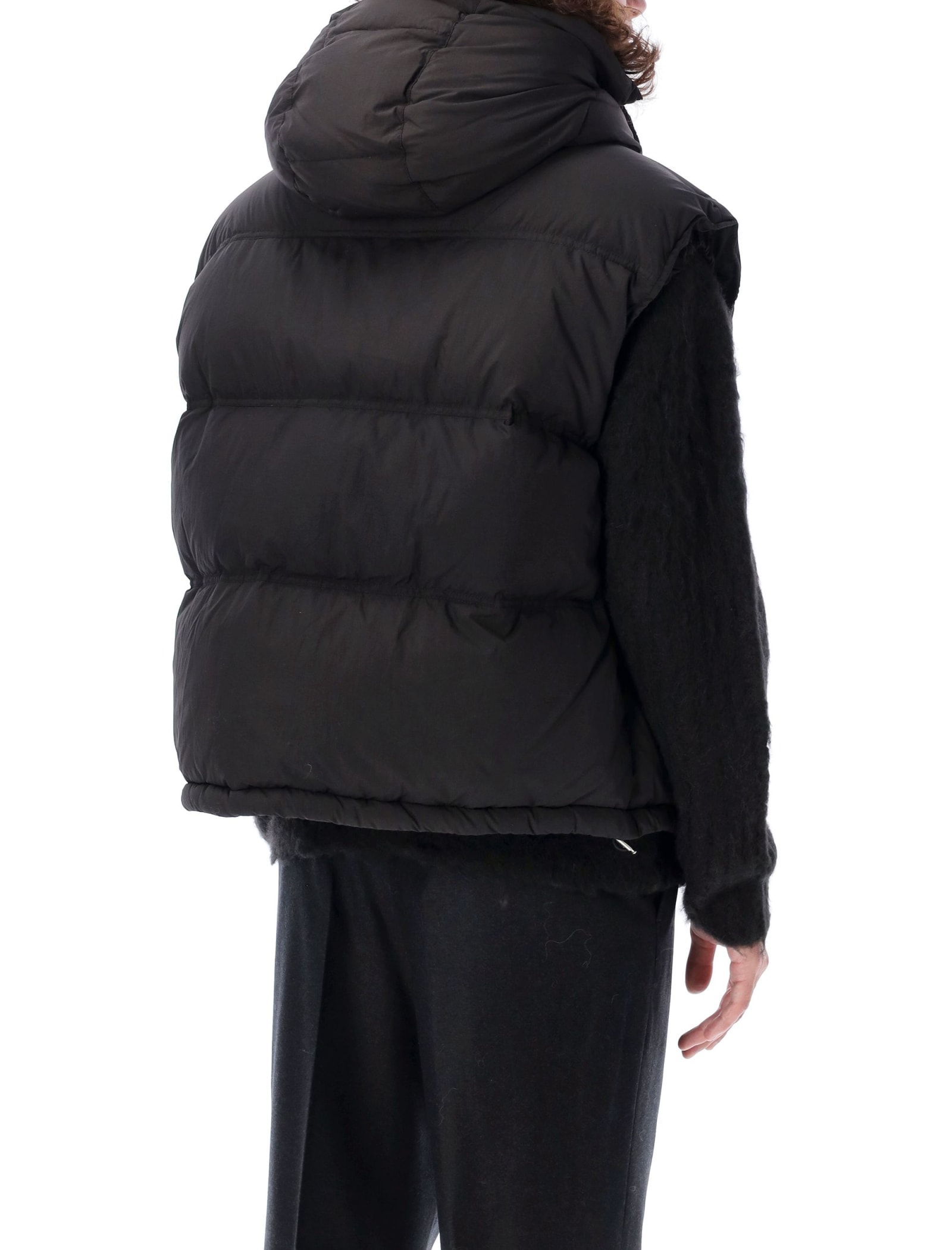 Shop Ami Alexandre Mattiussi Hooded Down Vest In Black