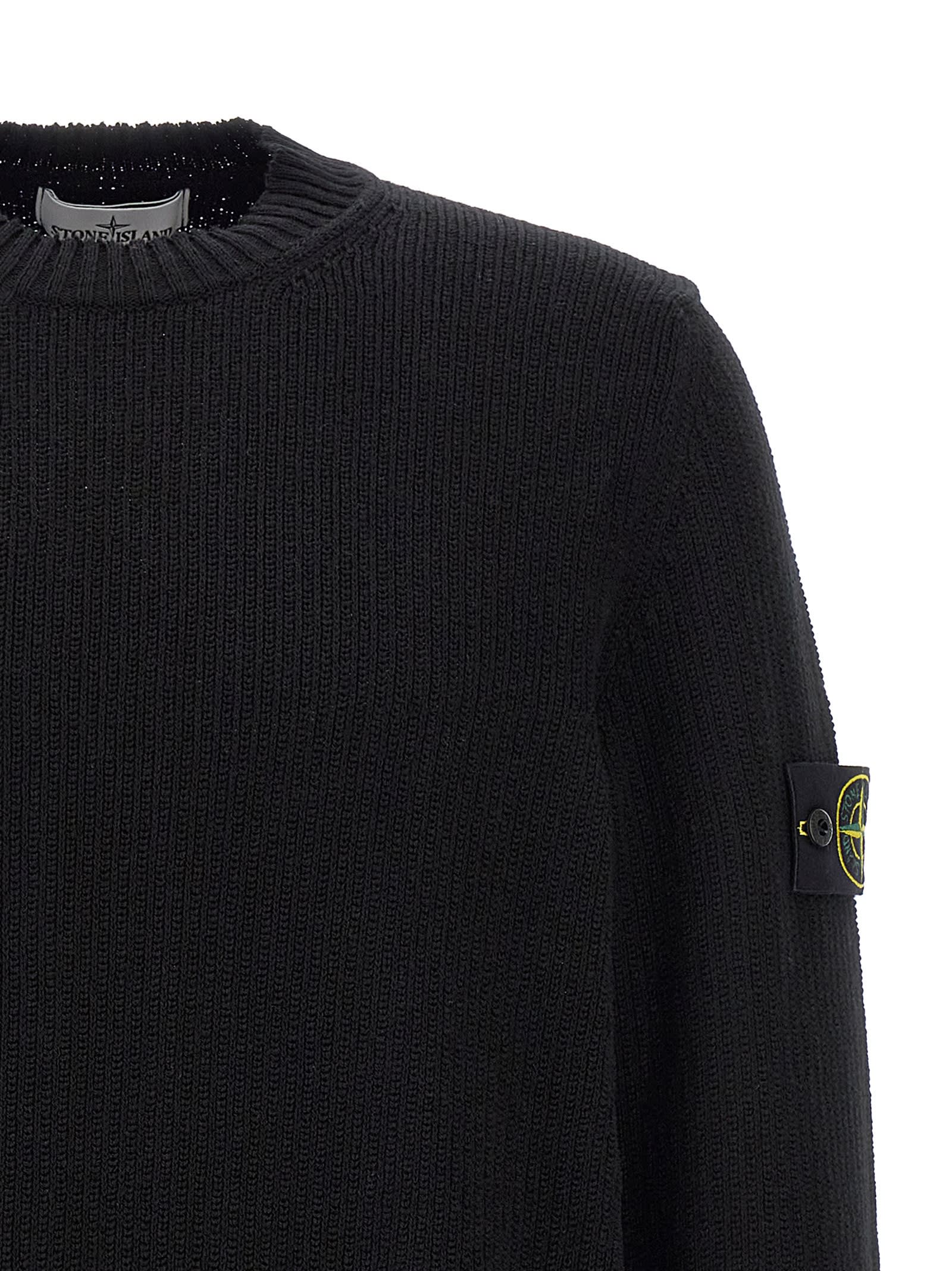 Shop Stone Island Logo Badge Sweater In Black