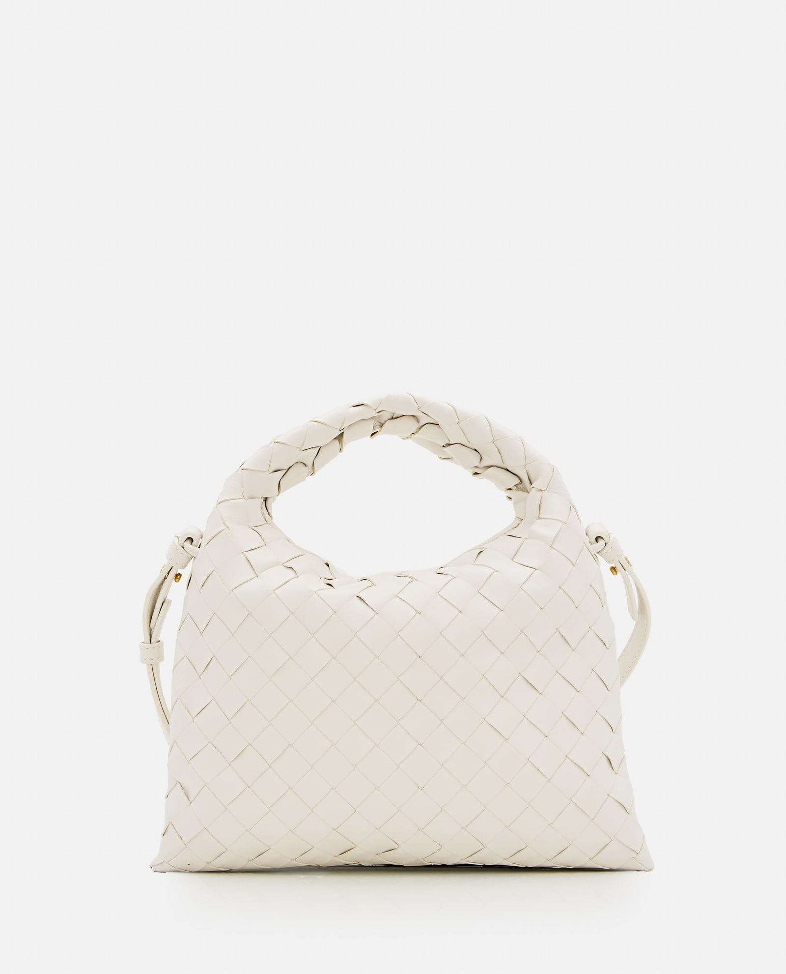 Shop Bottega Veneta Mini Hop Hobo Leather Shoulder Bag In White