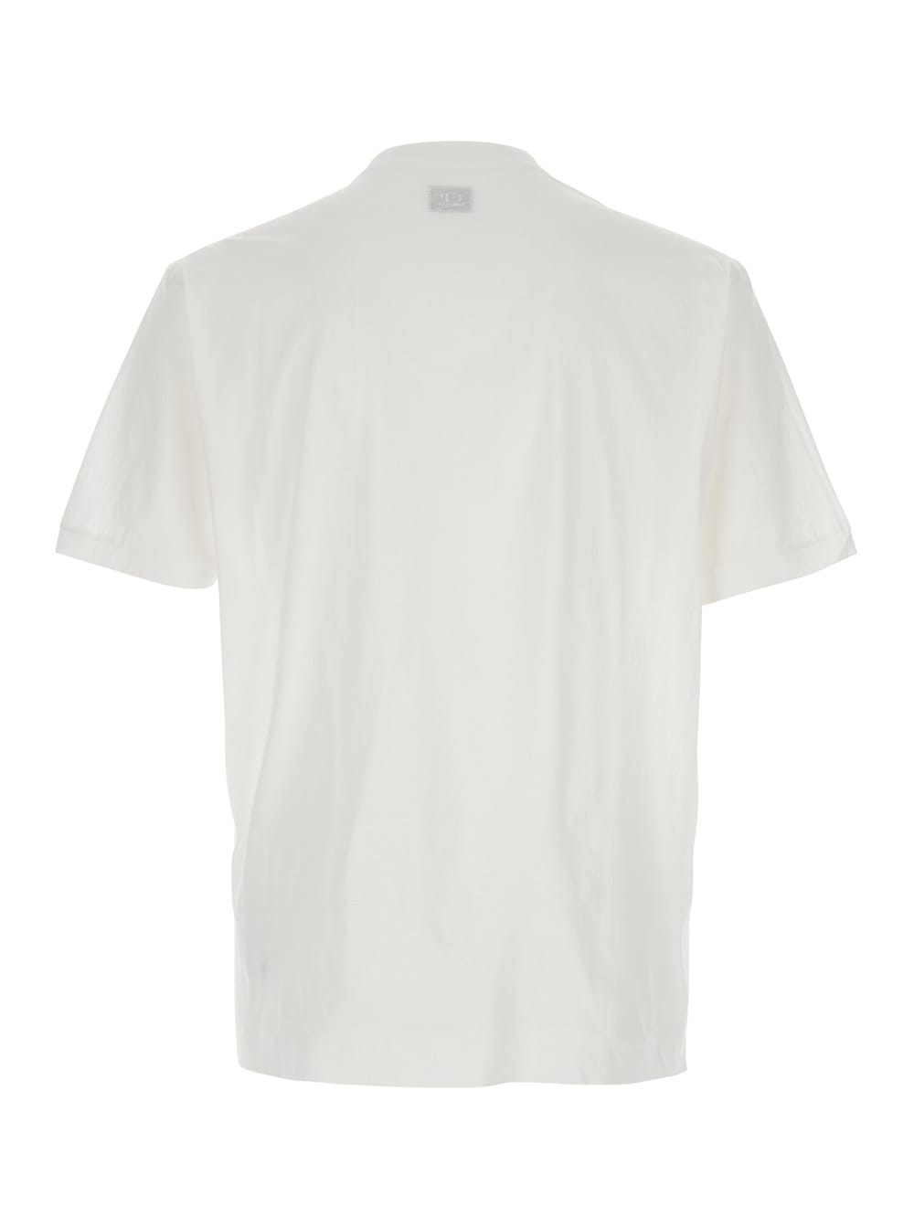 C.p. Company White Crewneck T-shirt With Logo Detail On The Front In White