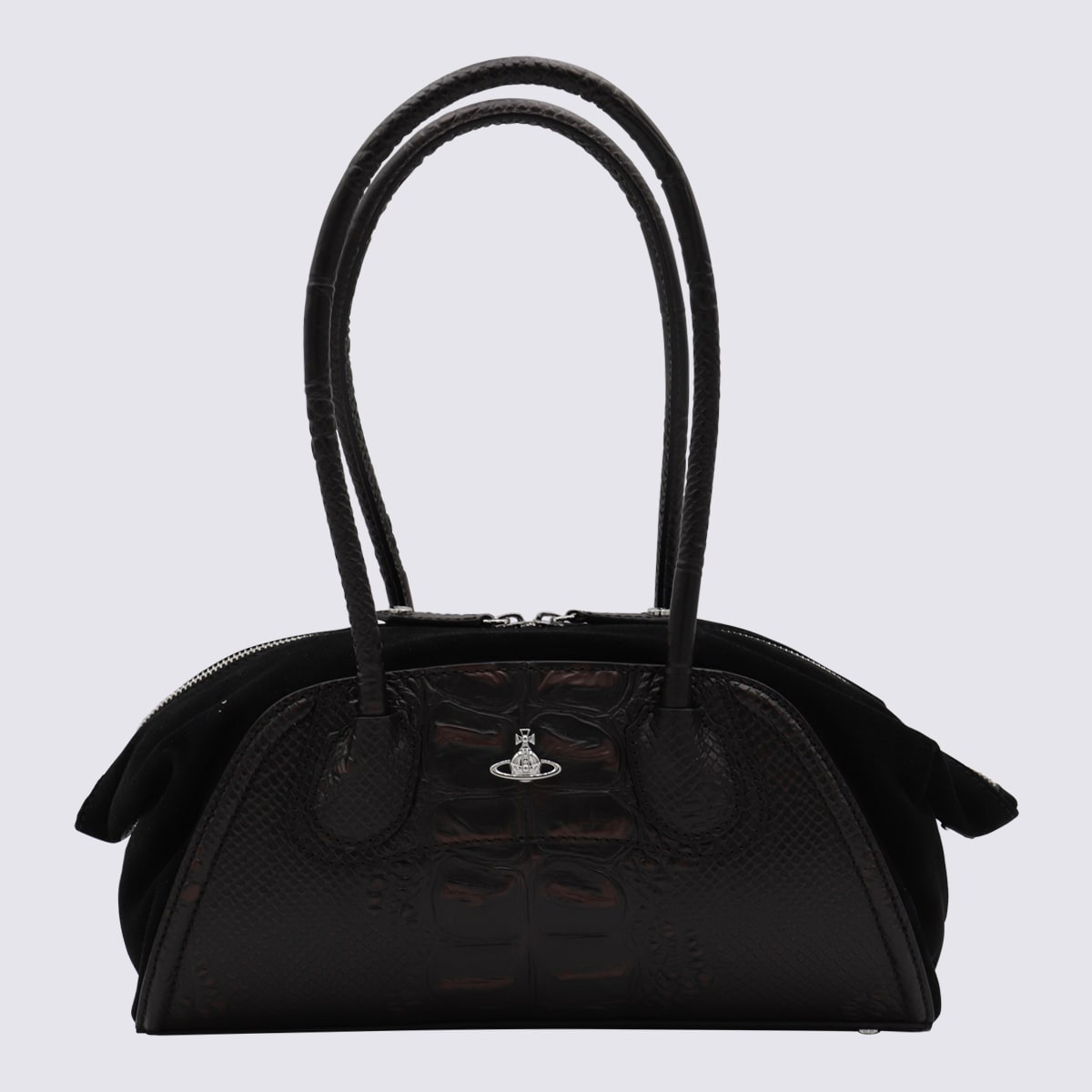 Black And Brown Leather Top Handle Bag