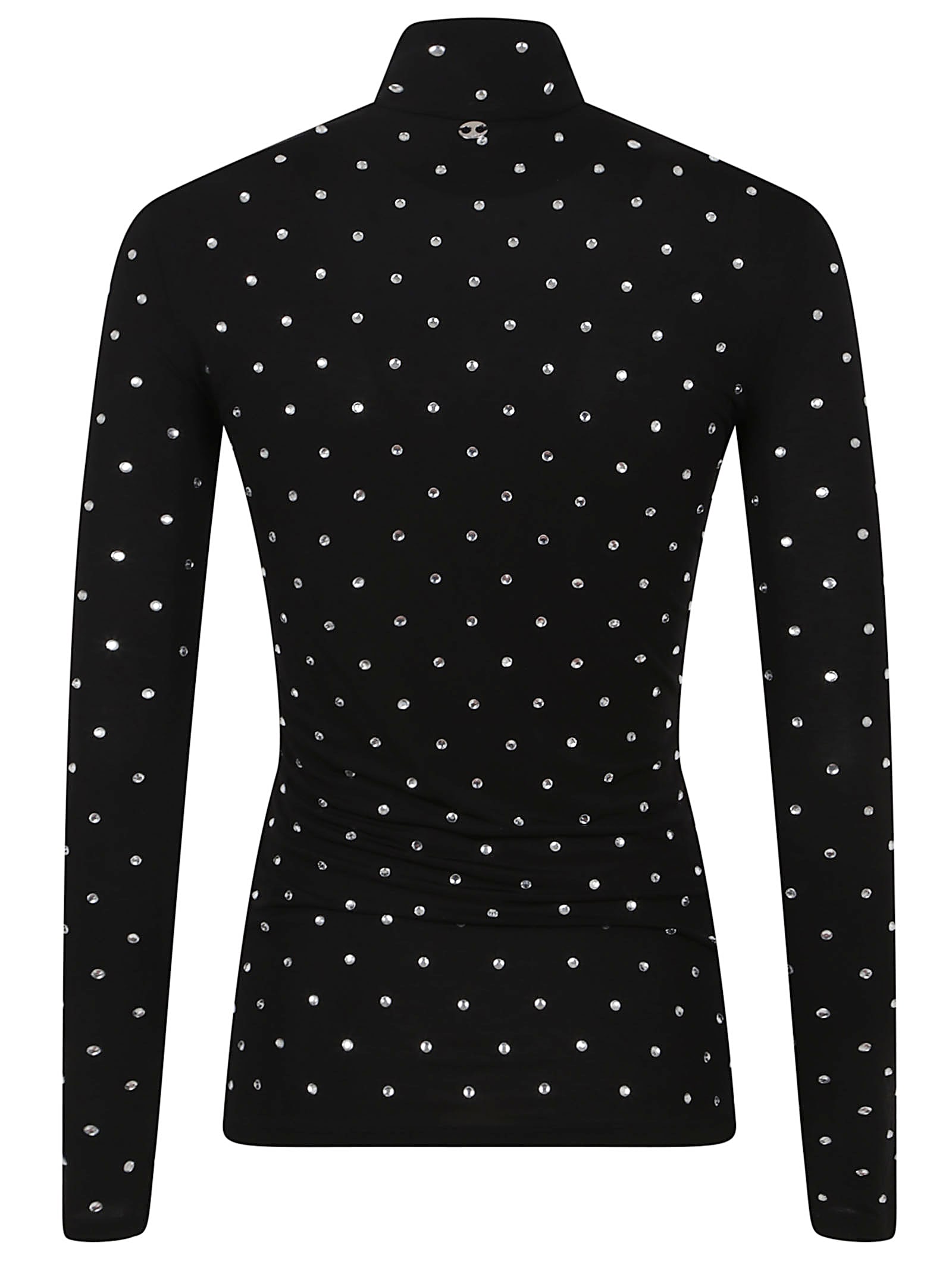 Rabanne Turtleneck Embellished Fitted Silhouette Long Sleeves In Black