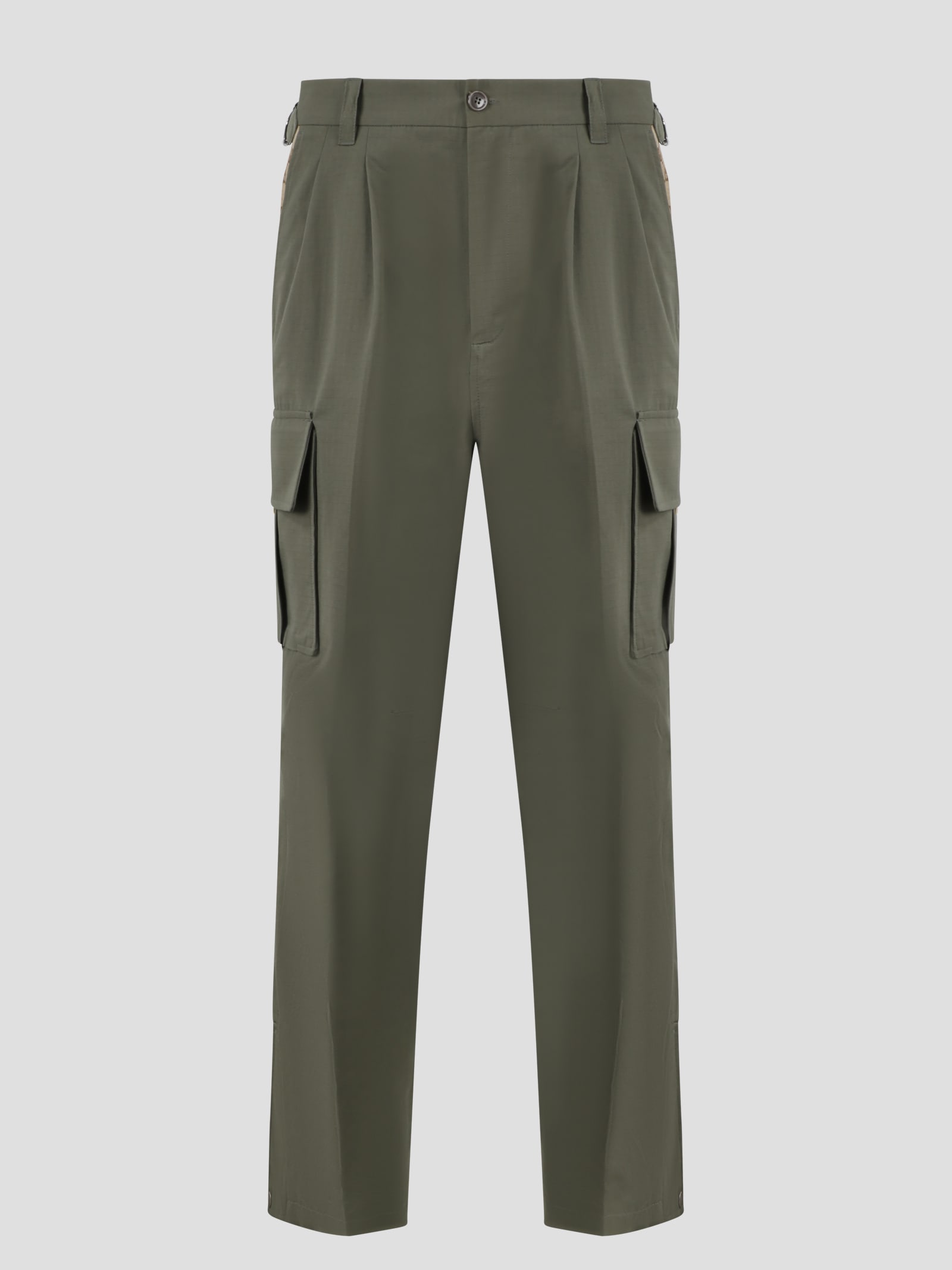 Green cargo Pants With Branded Details In Supreme Fabric In Cotton Man