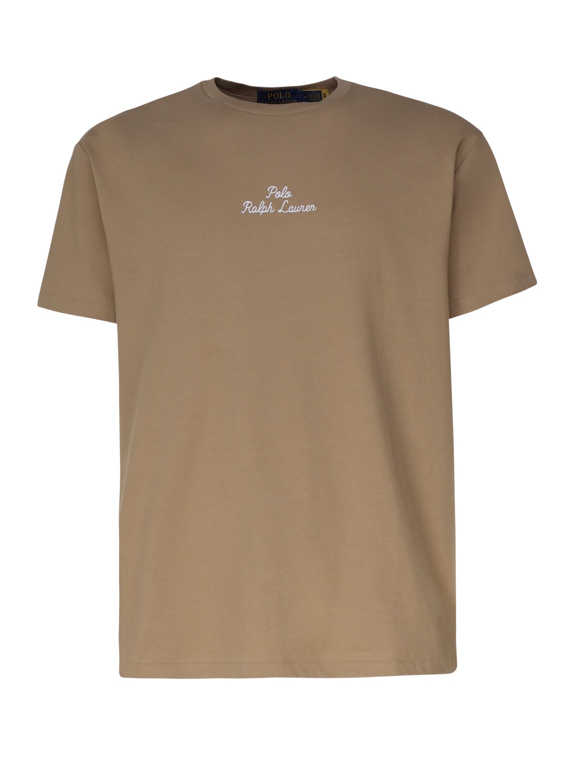 Shop Polo Ralph Lauren T-shirt With Embroidery In Desert Khaki
