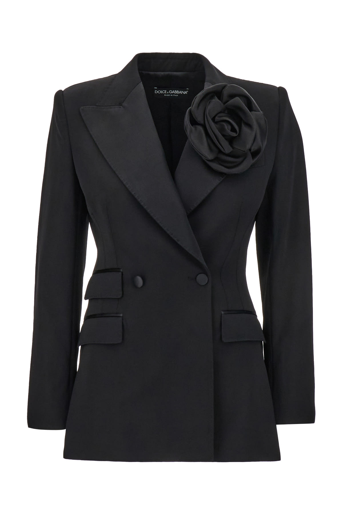 Black Stretch Wool Blend Blazer