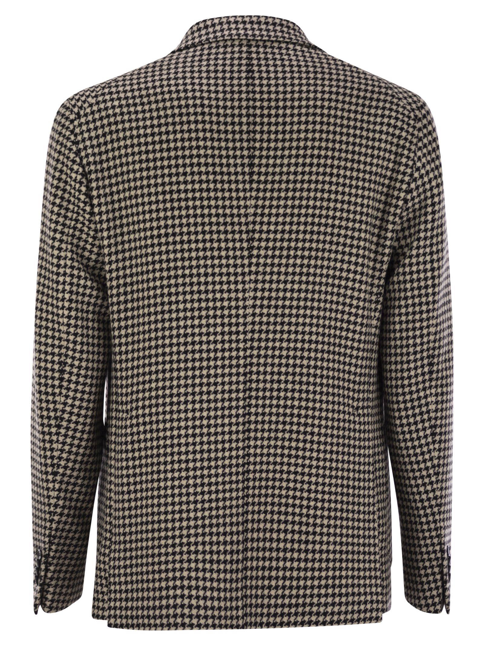 Shop Tagliatore Houndstooth Virgin Wool Blend Jacket In Black/beige