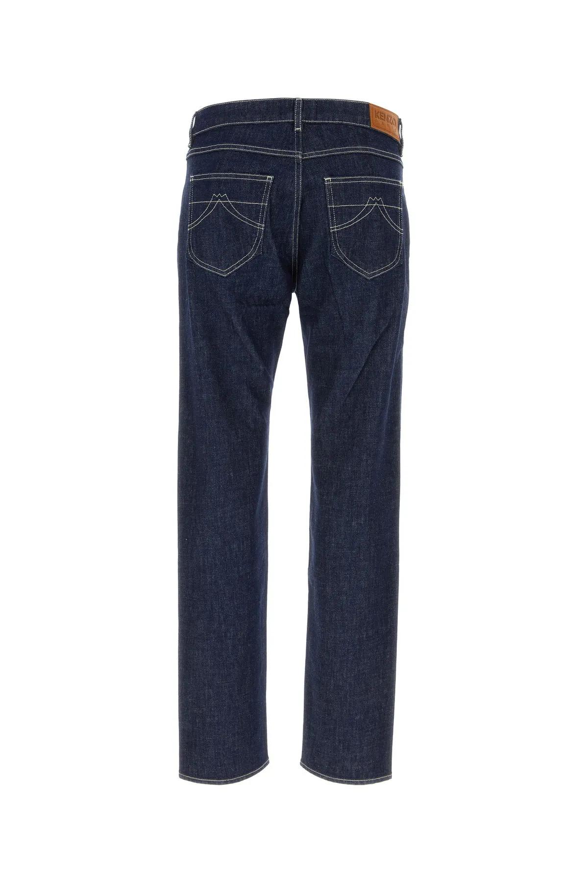 Shop Kenzo Midnight Blue Stretch Denim Bara Jeans