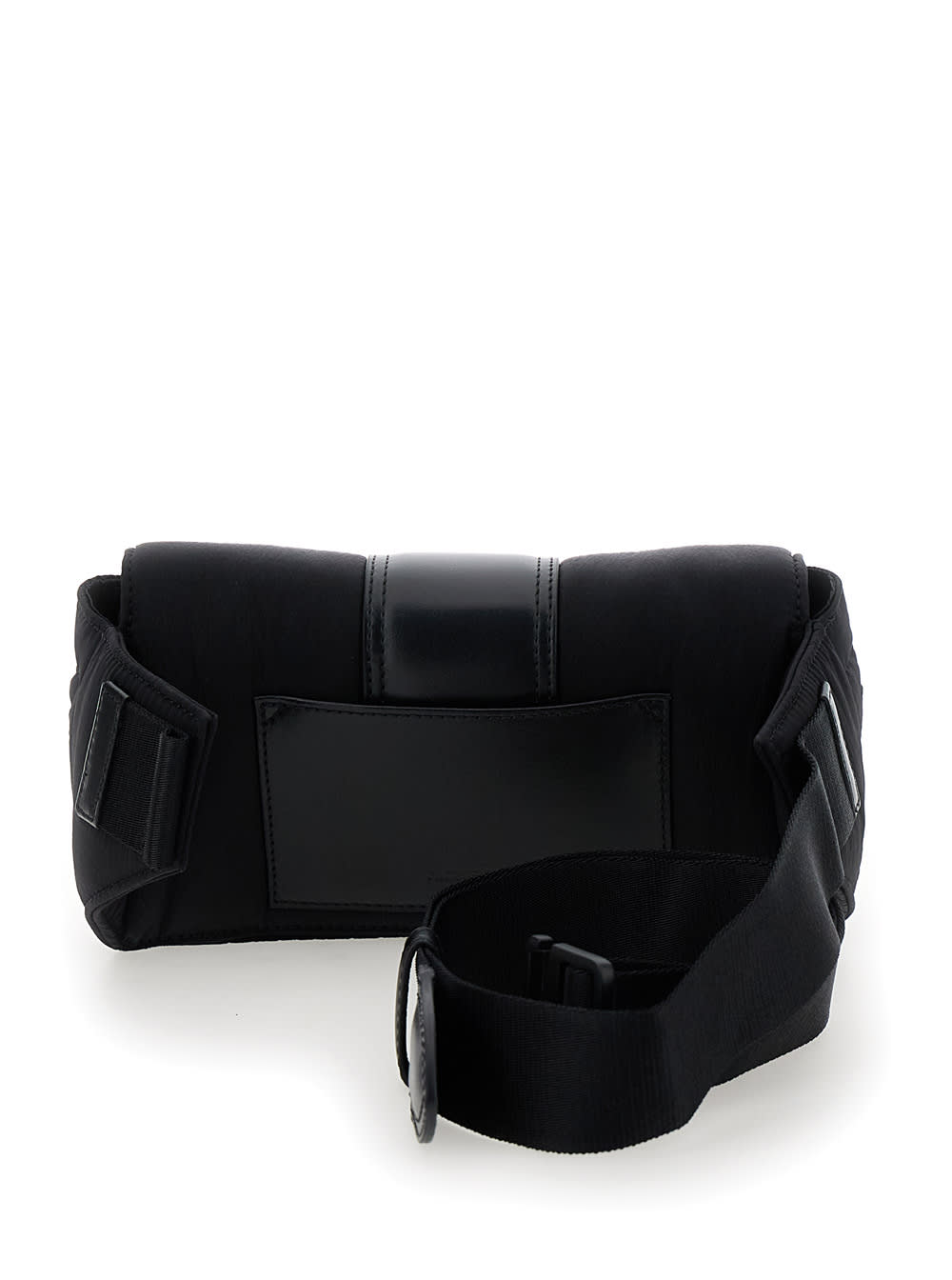 Shop Jacquemus La Banane Bambino Black Belt Bag With Logo Lettering In Leather And Cotton Man