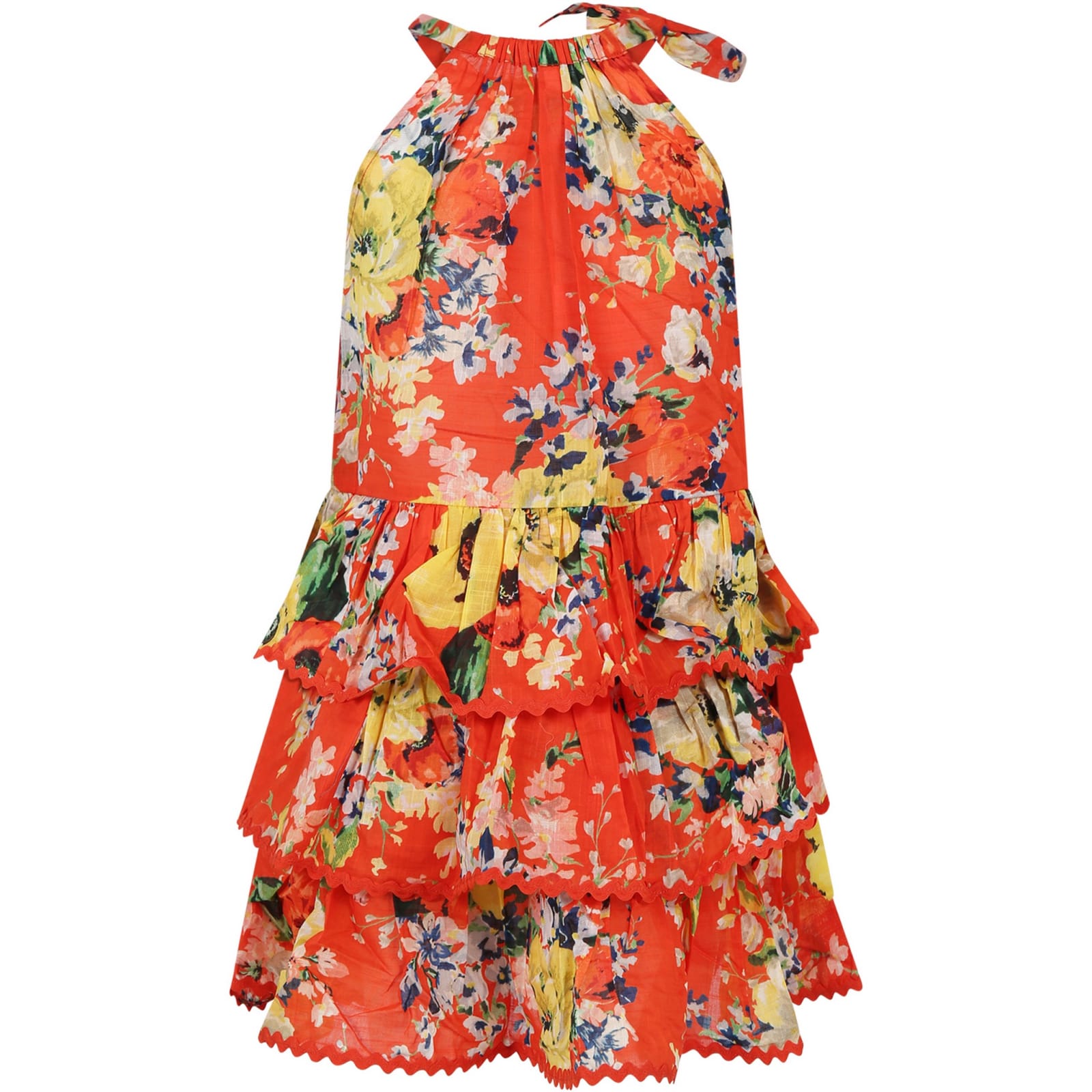 Shop Zimmermann Red Dress For Girl With Floral Print