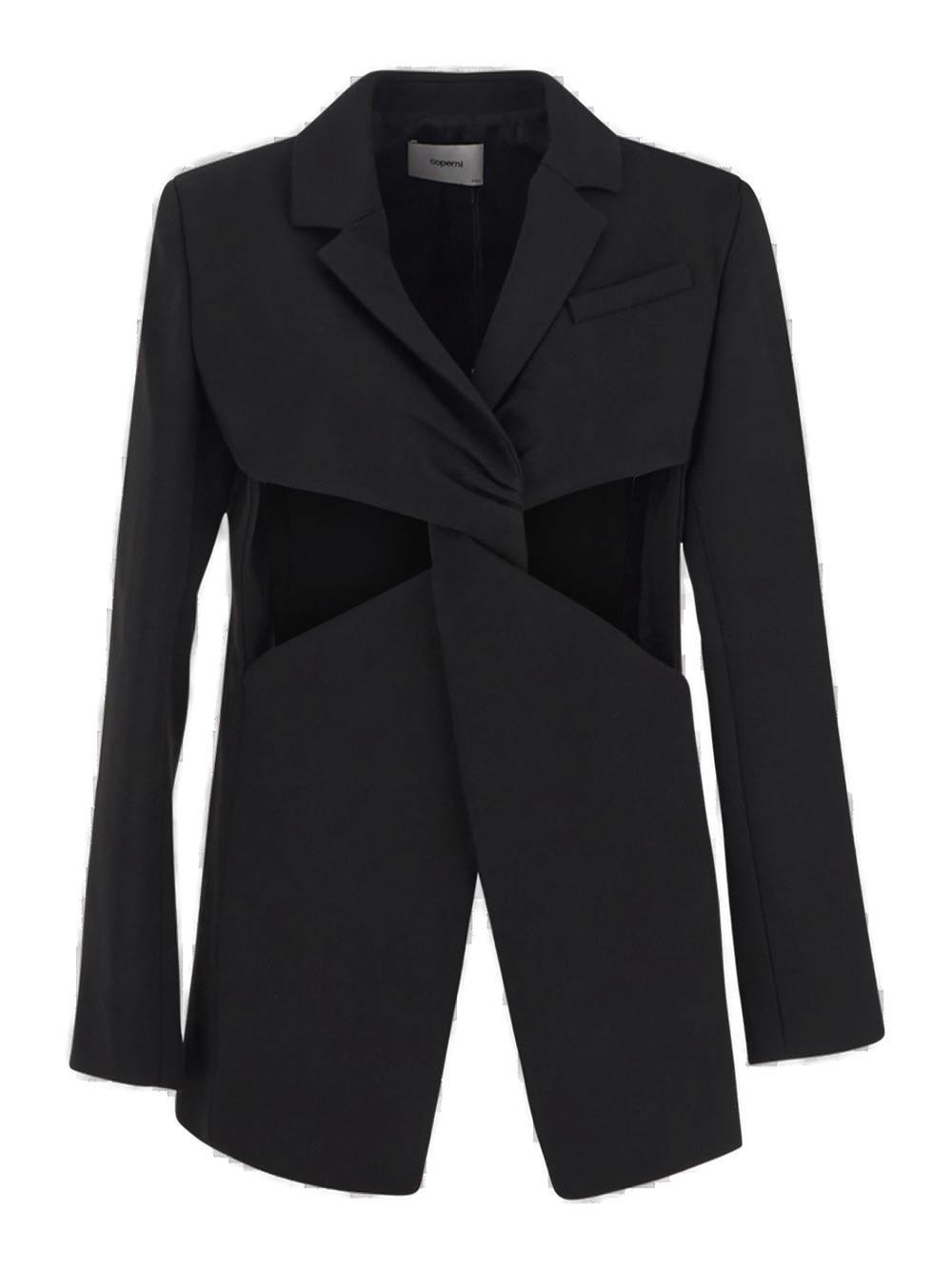 Shop Coperni Twisted Cut-out Tailored Jacket In Black