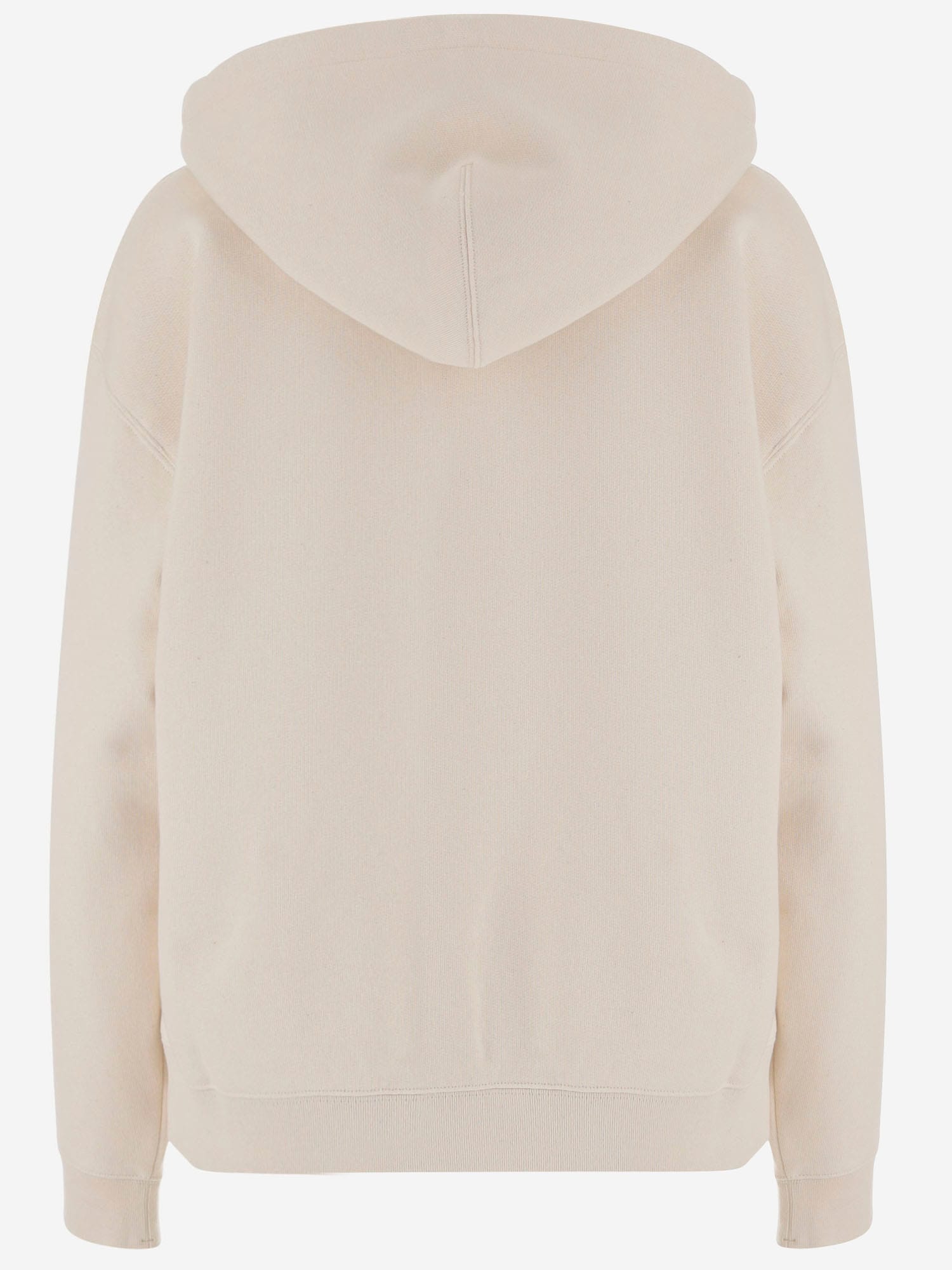 Jil Sander Logo Cotton Hoodie With Drawstring Hood In Neutral