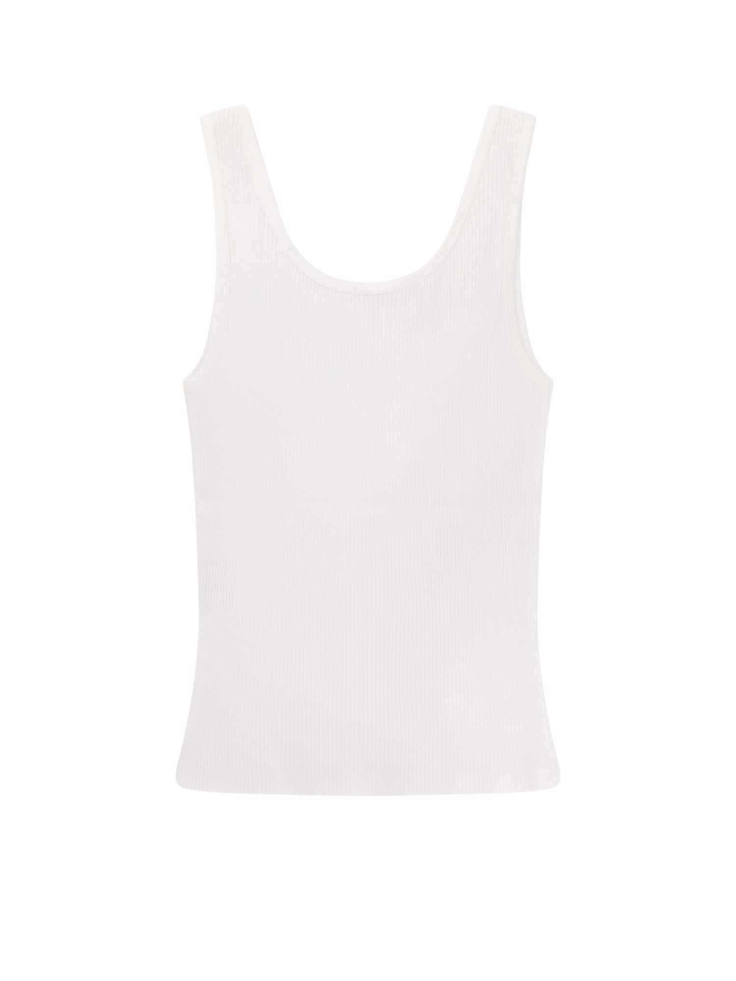 Chloé Logo Ribbed Cotton Jersey Tank Top In White