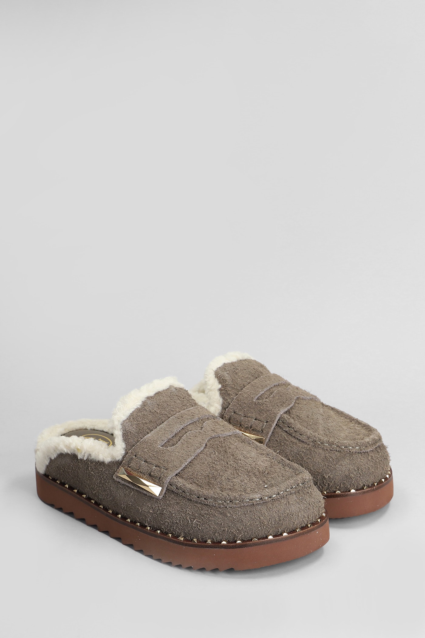 Shop Ash Genda Slipper-mule In Taupe Suede