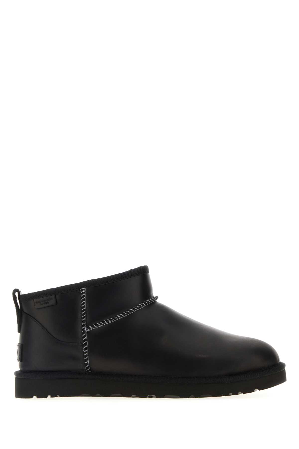 Black Leather Classic Ultra Mini Ankle Boots