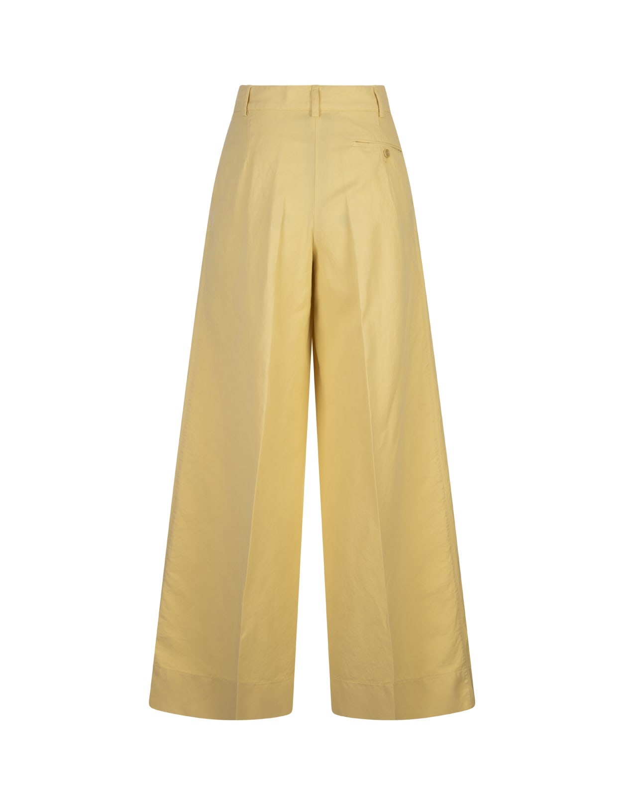 Shop Aspesi Ginger Linen And Cotton Palazzo Trousers In Yellow