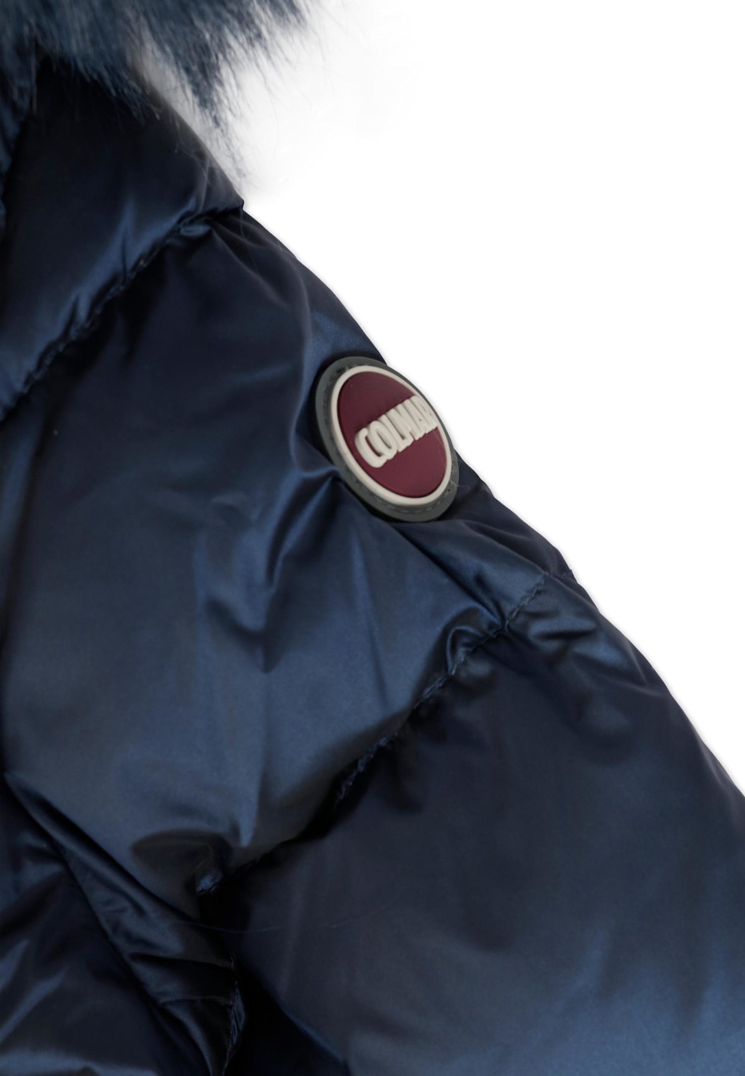 Colmar Blue Down Jacket For Baby Girl With Logo In Blue