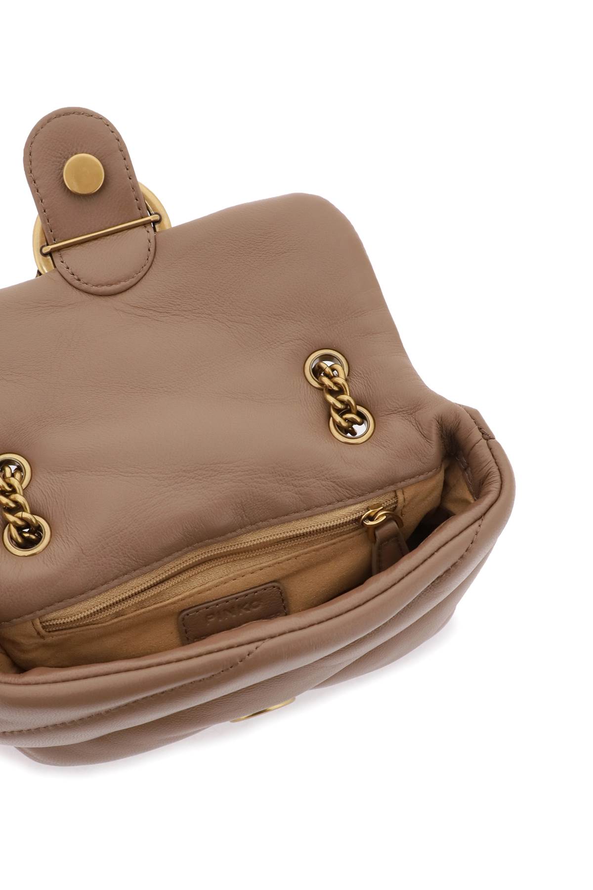 Pinko Love Baby Puff Quilt Bag In Biscotto Zenzero Antique Gold (brown)