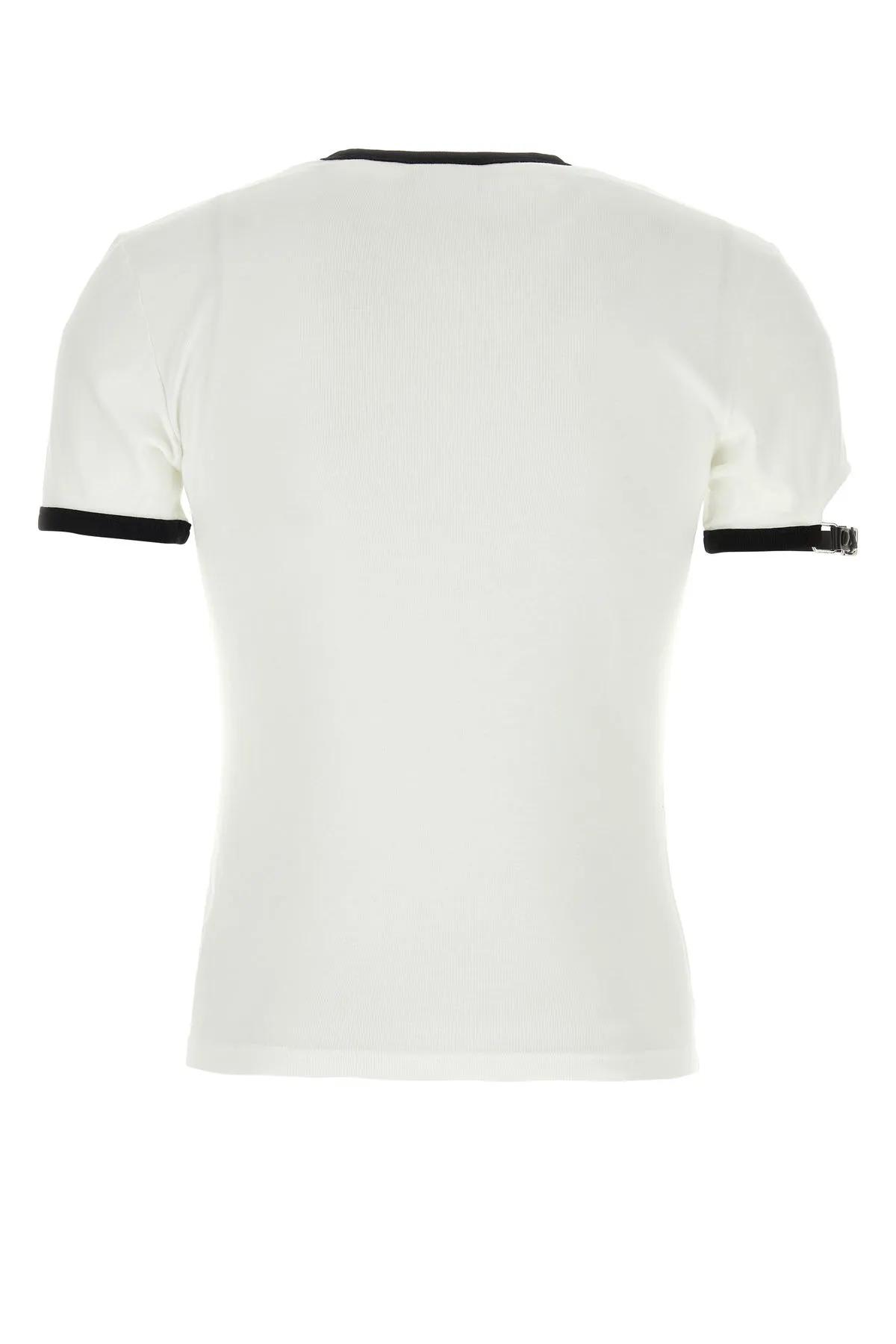 Shop Courrèges White Cotton T-shirt In White/black