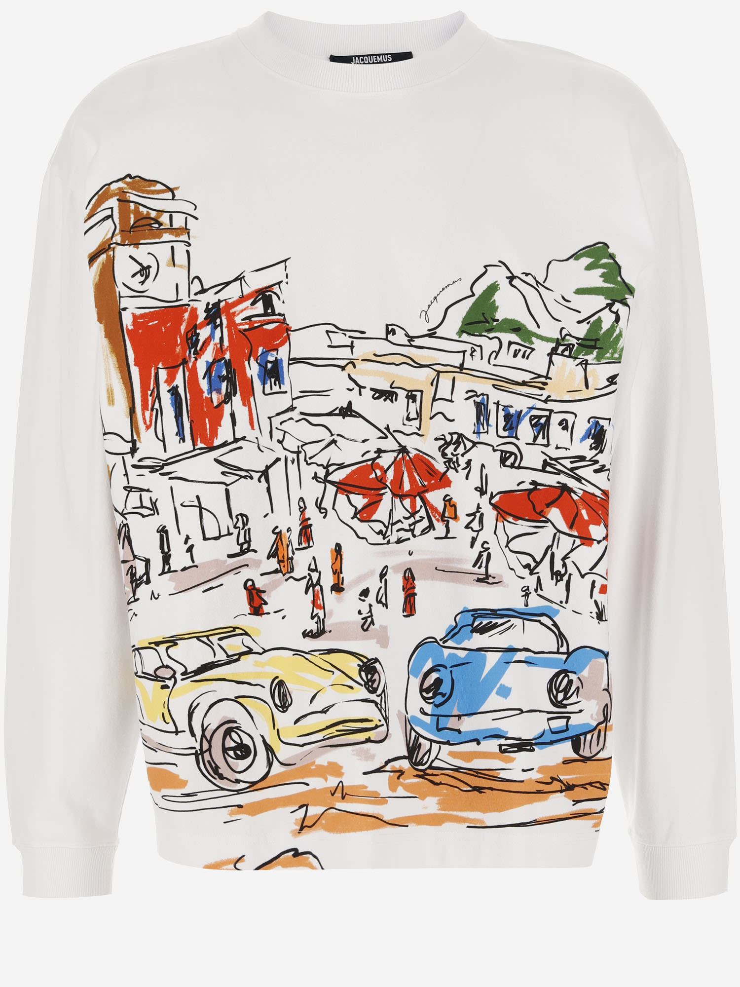 Jacquemus Cotton Jersey Sweatshirt With Capri Print In Gold