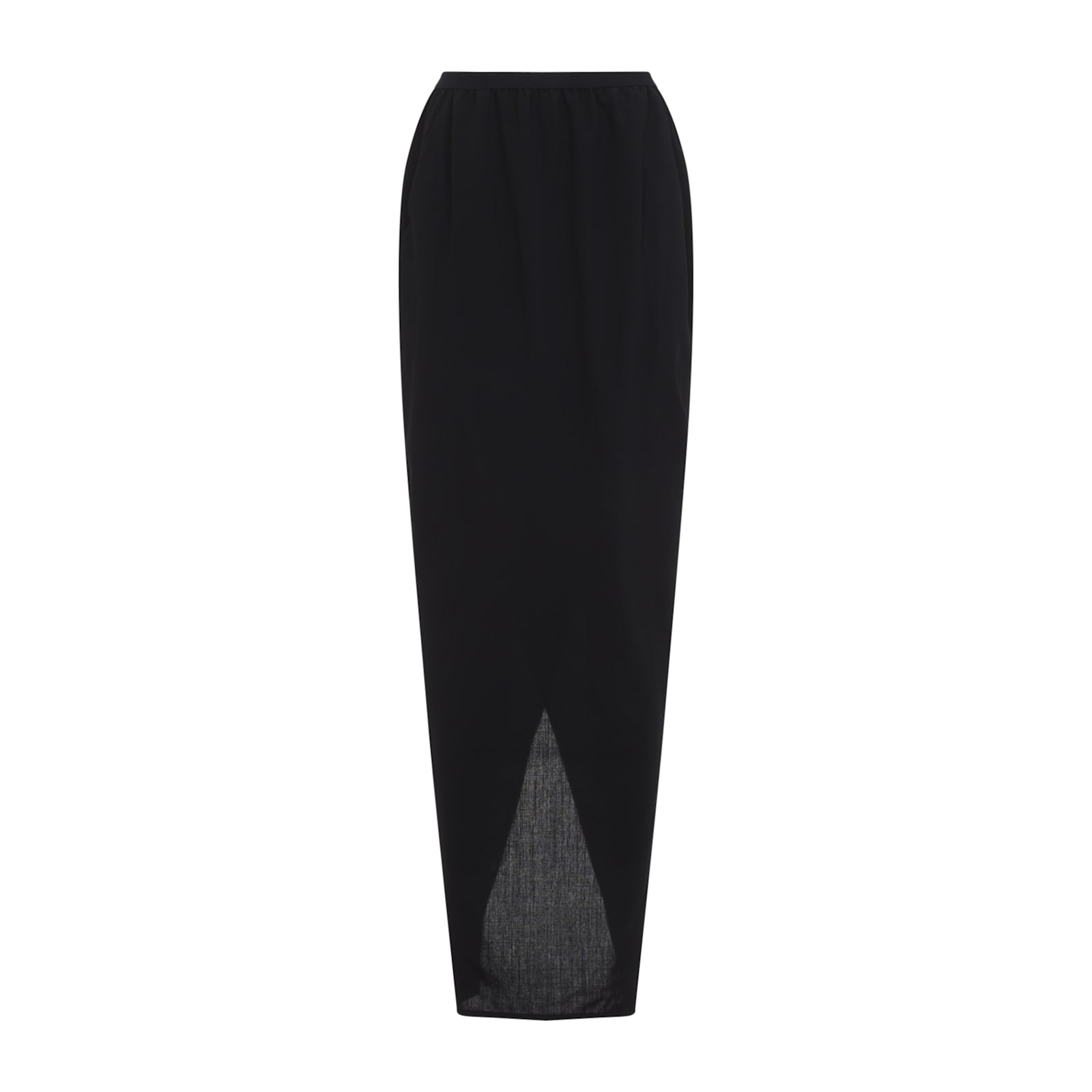 Rick Owens Soft Pillar Asymmetric Wrap Long Skirt In Black