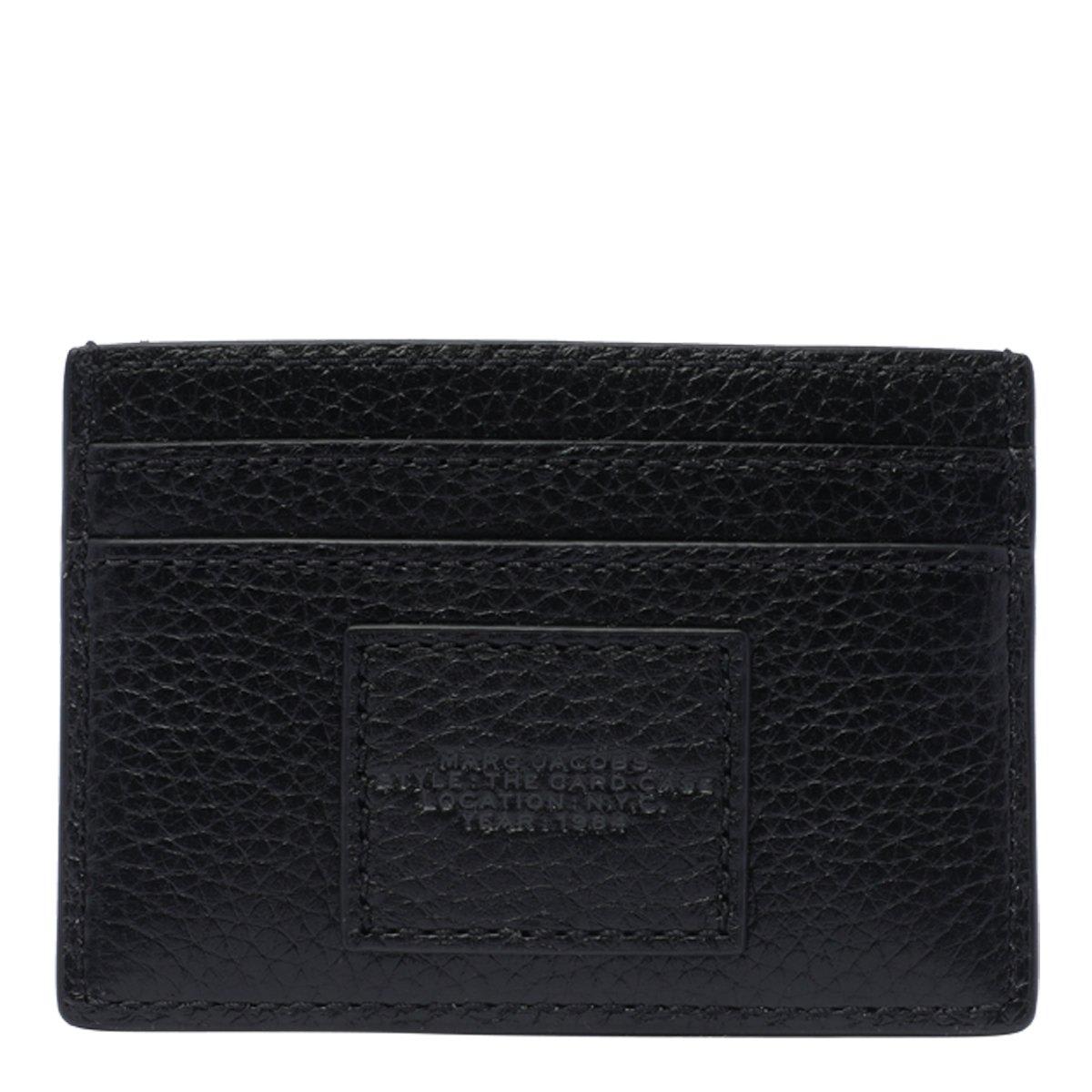 Marc Jacobs The Card Case Grained Leather Card Holder In Black