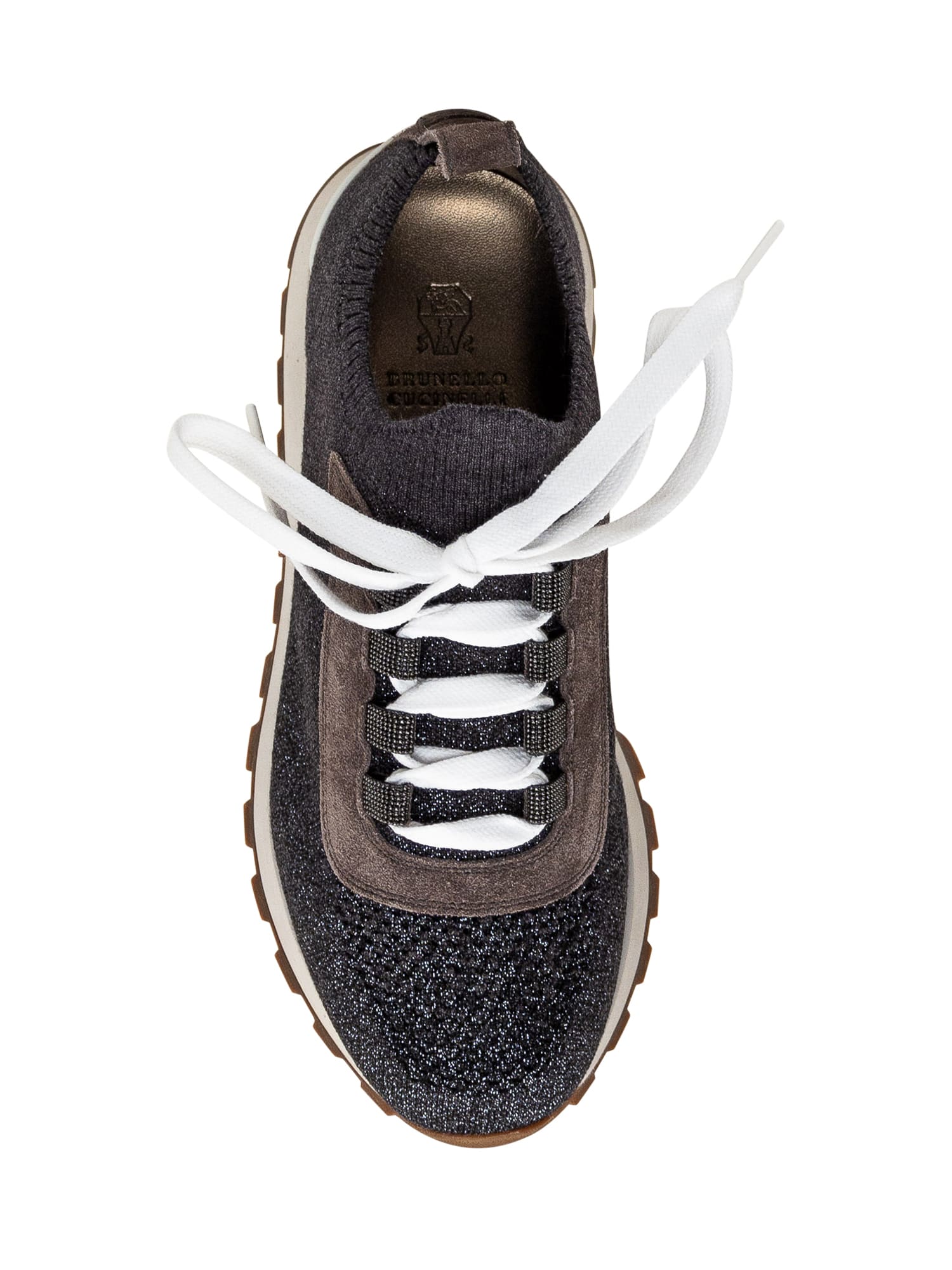 Brunello Cucinelli Lurex And Suede Sneakers In Blue
