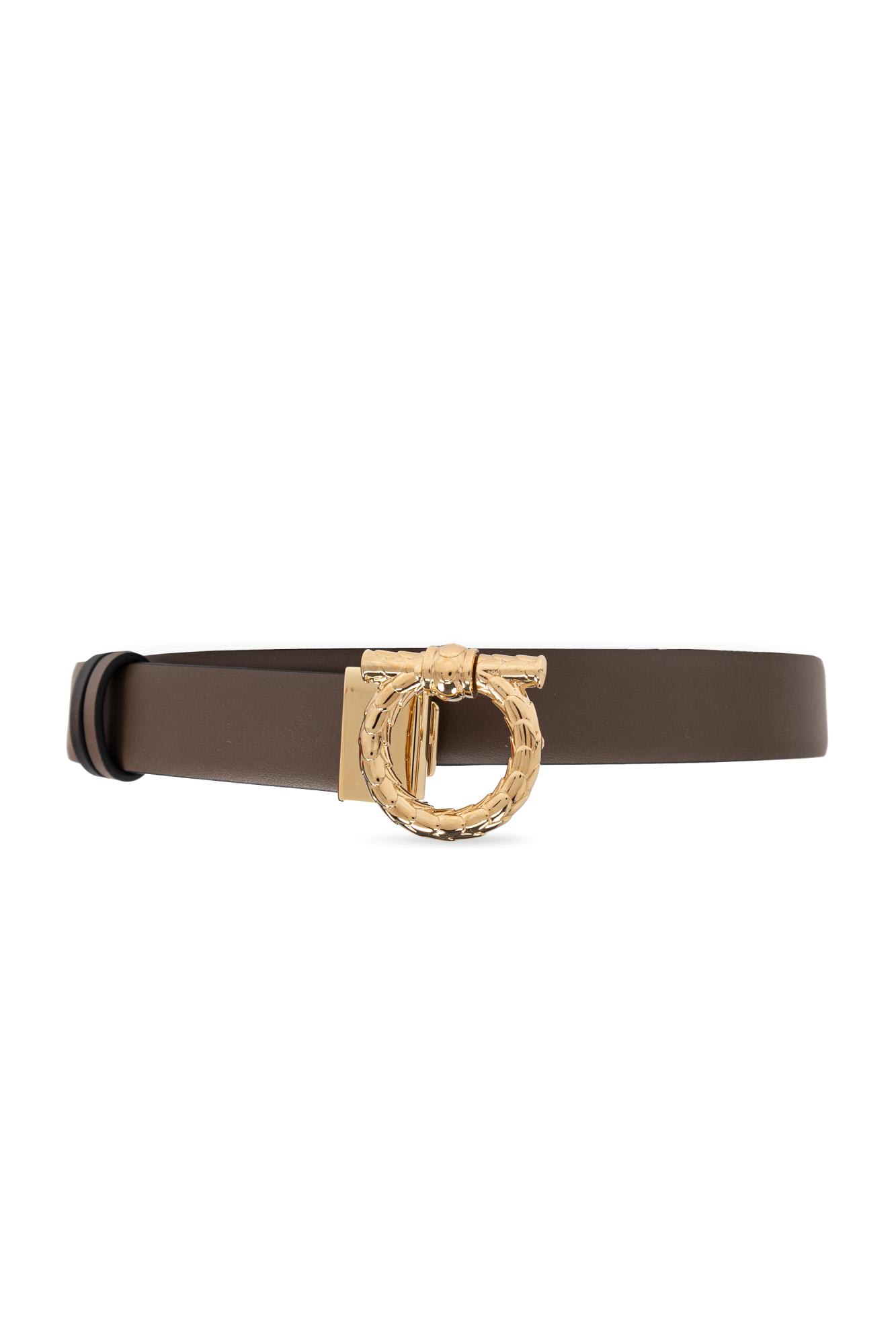 Ferragamo Adjustable And Reversible Gancini Belt In Brown