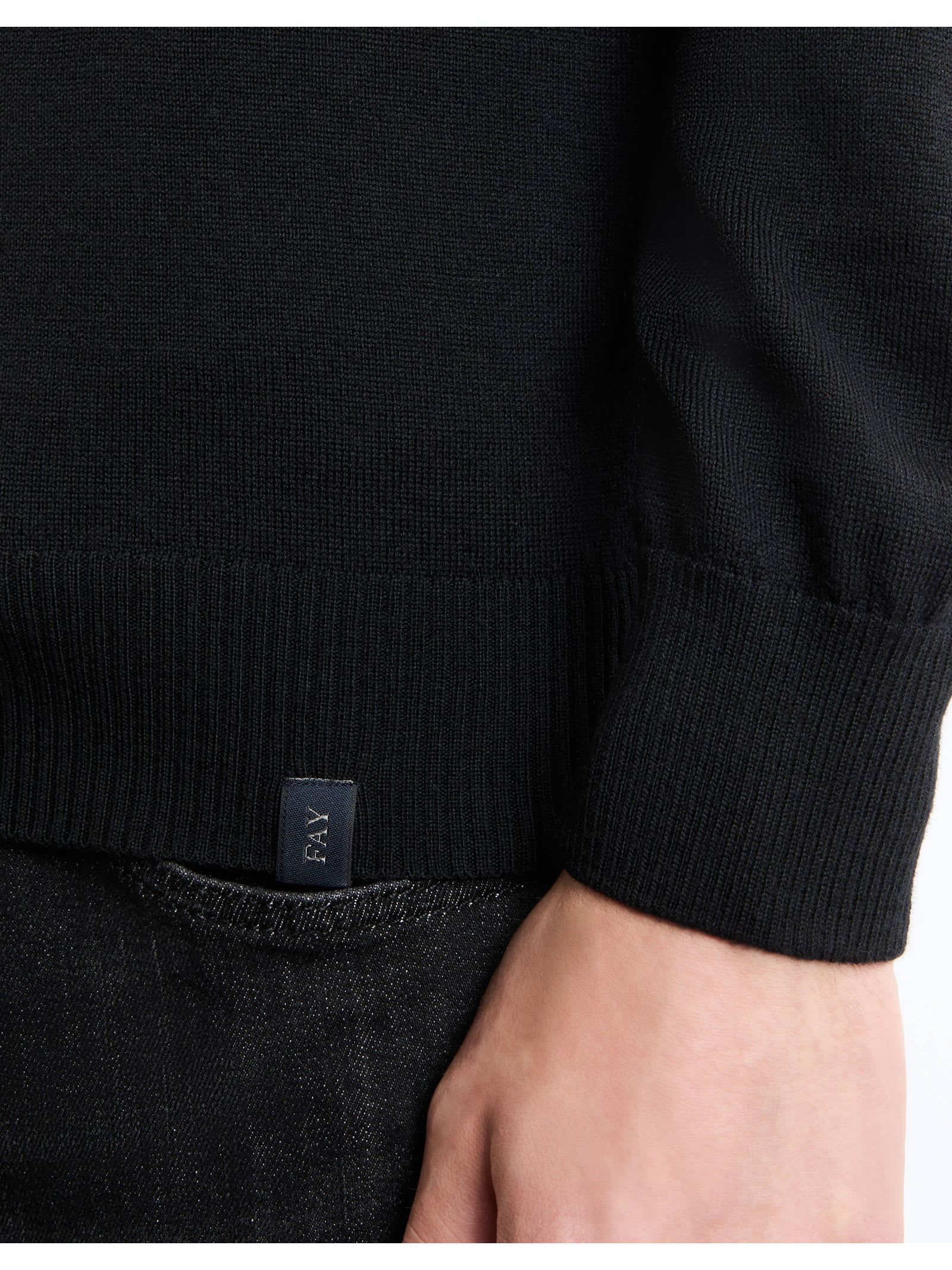 Fay Jumper In Merinos Wool Knit In Nero
