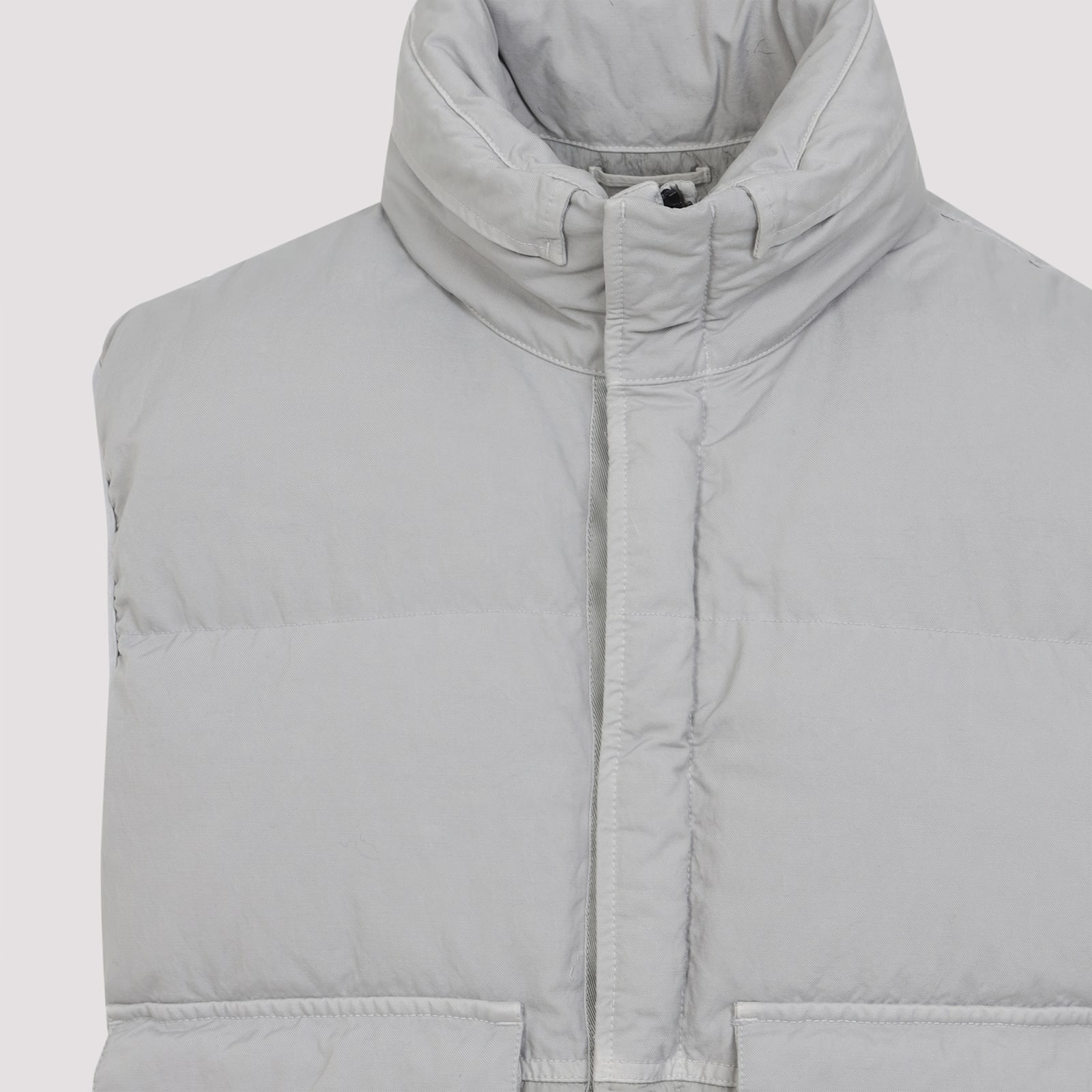C.p. Company Padded Grey Waistcoat With Quilted Design In Gray