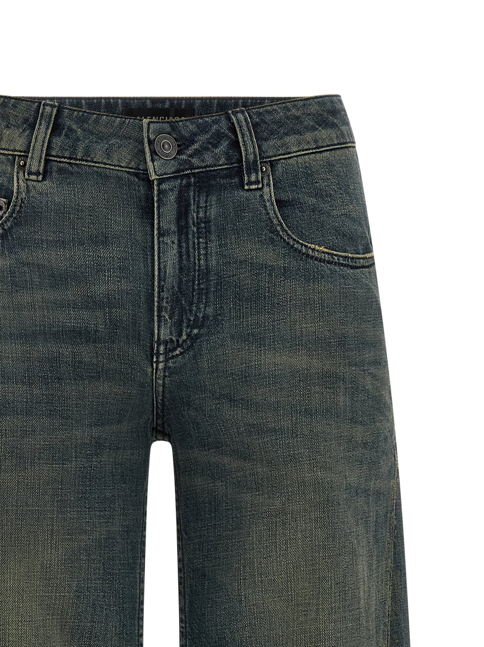 Balenciaga Wide Leg Jeans Featuring Belt Loops In Blue