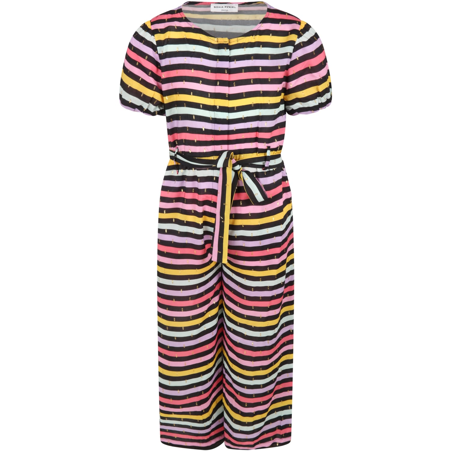 Rykiel Enfant Multicolor Overall For Girl With Stripes