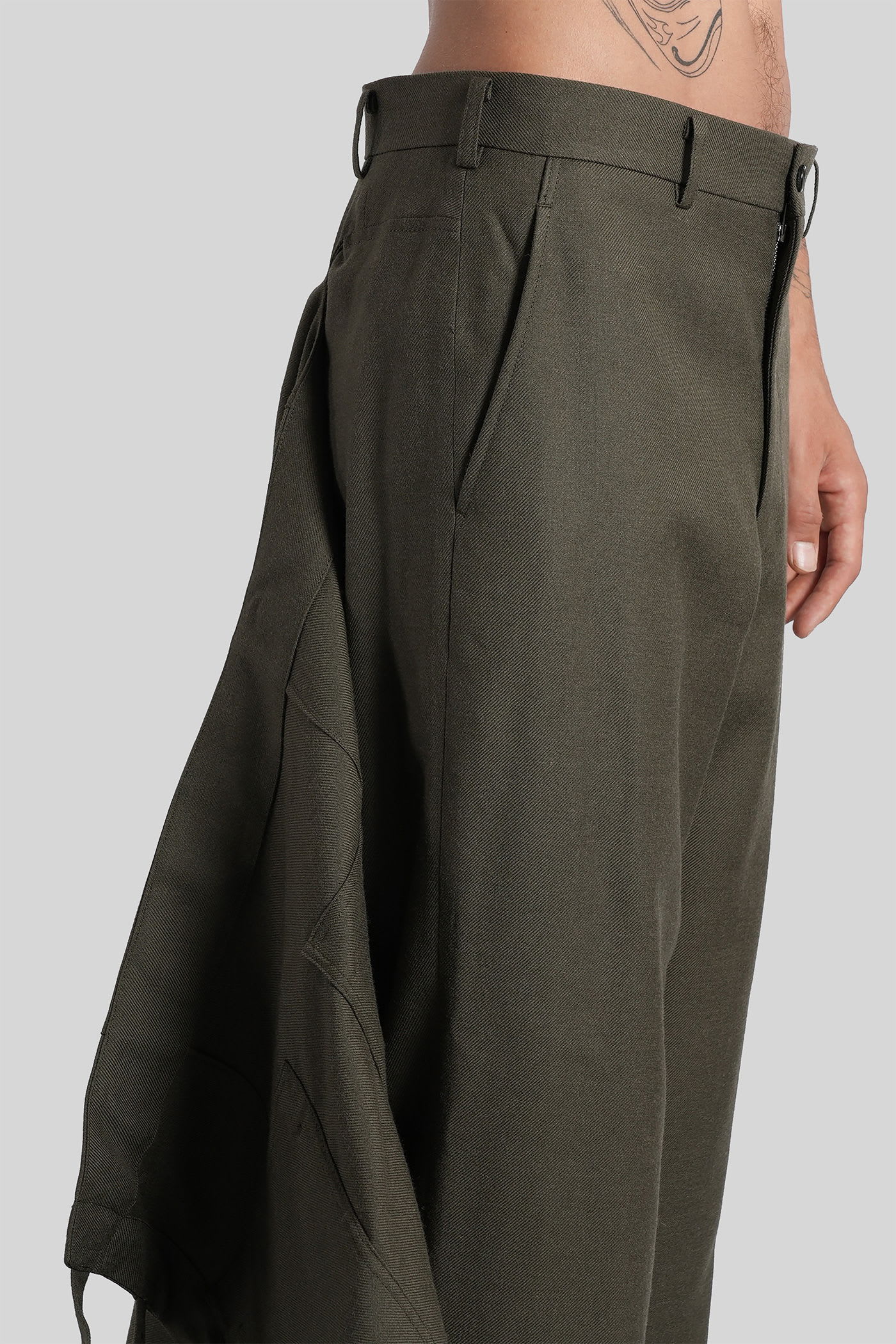 Comme Des Garçons Homme Deux Pants In Green Wool In Green