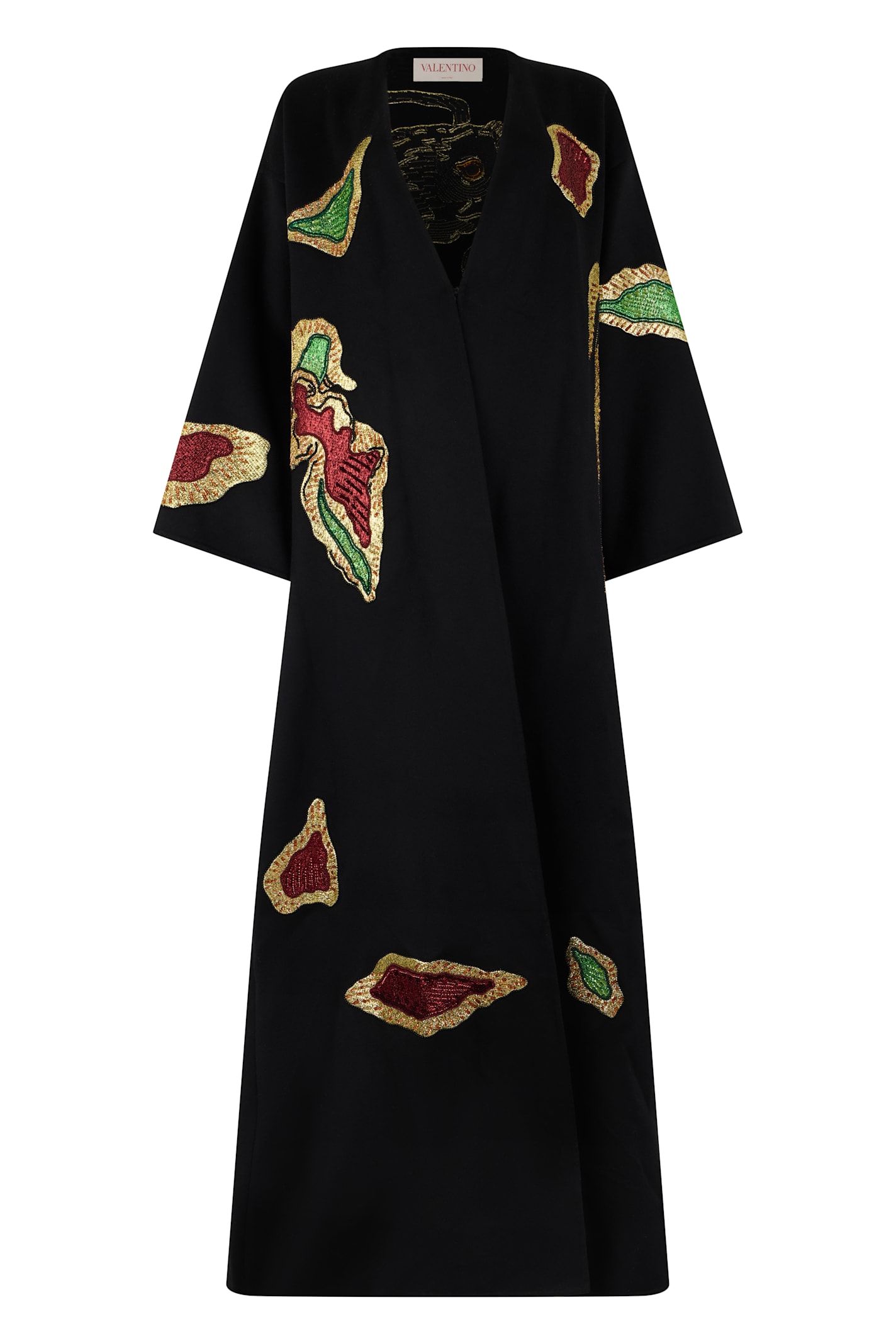 Valentino Kimono-style Coat With Sleeves In Black