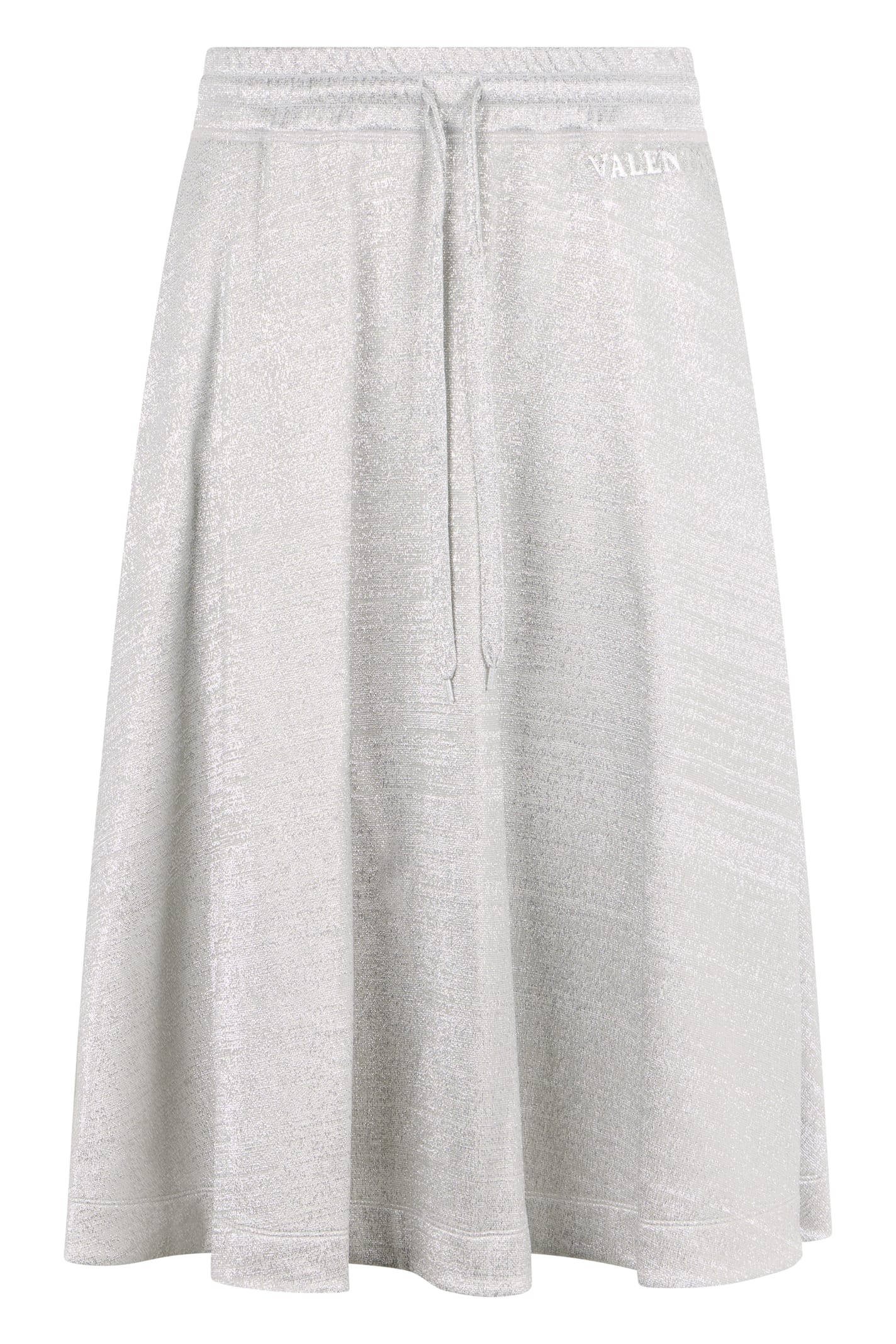 Valentino Flared Midi Skirt In Silver