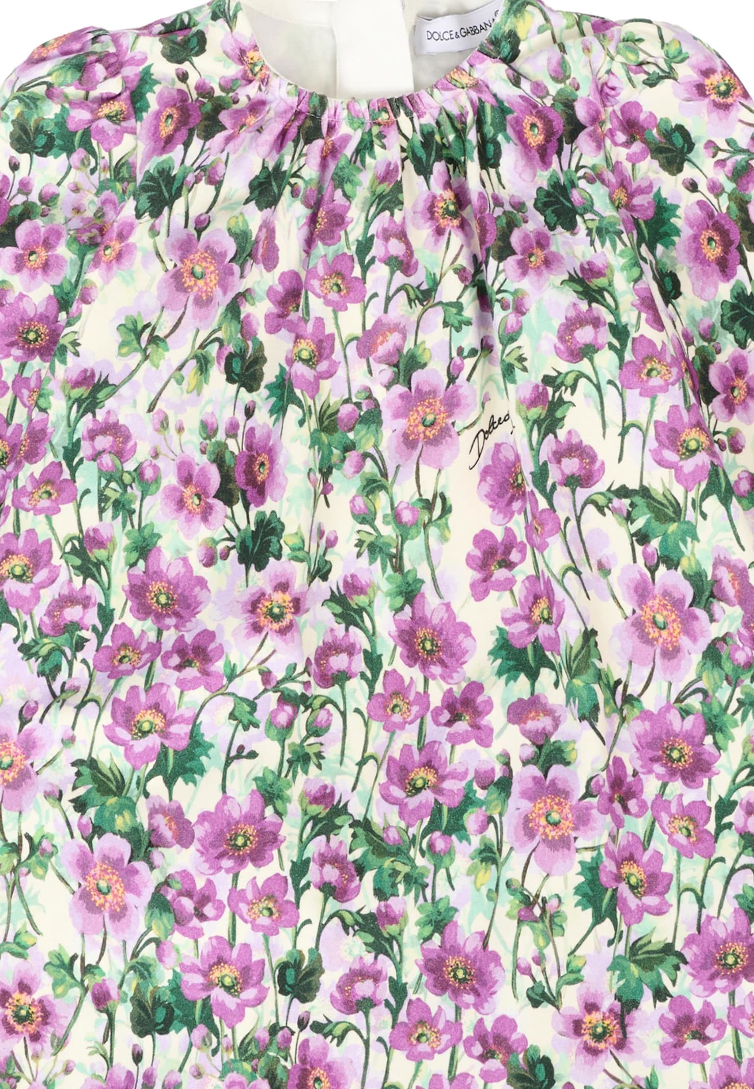 Dolce & Gabbana Multicolor Dress For Baby Girl With Violet Print In Multi