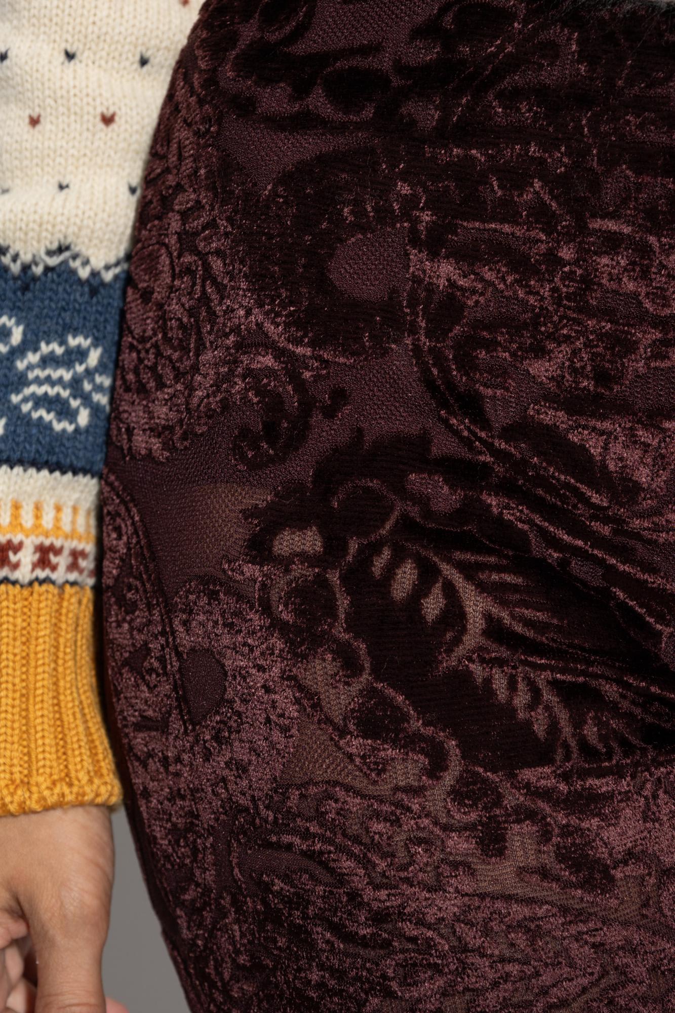 Etro Trousers With A Velvet Pattern In Burgundy