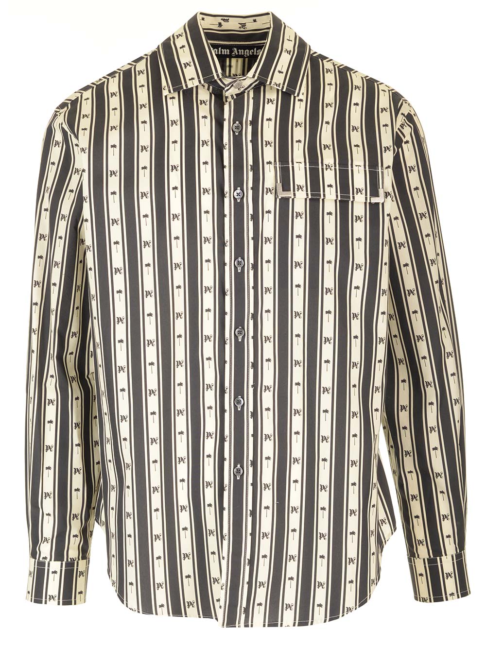 Shop Palm Angels Striped Shirt In Black/white