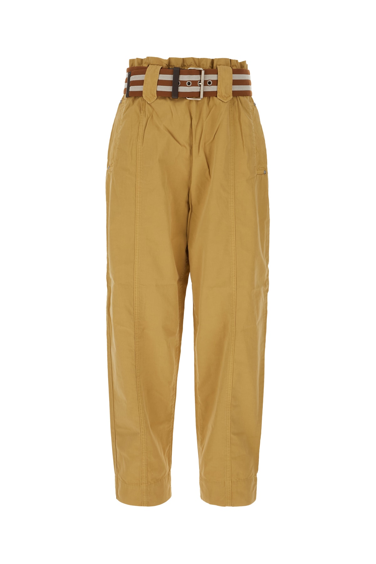 Shop Pinko Mustard Cotton Pants In Hl1