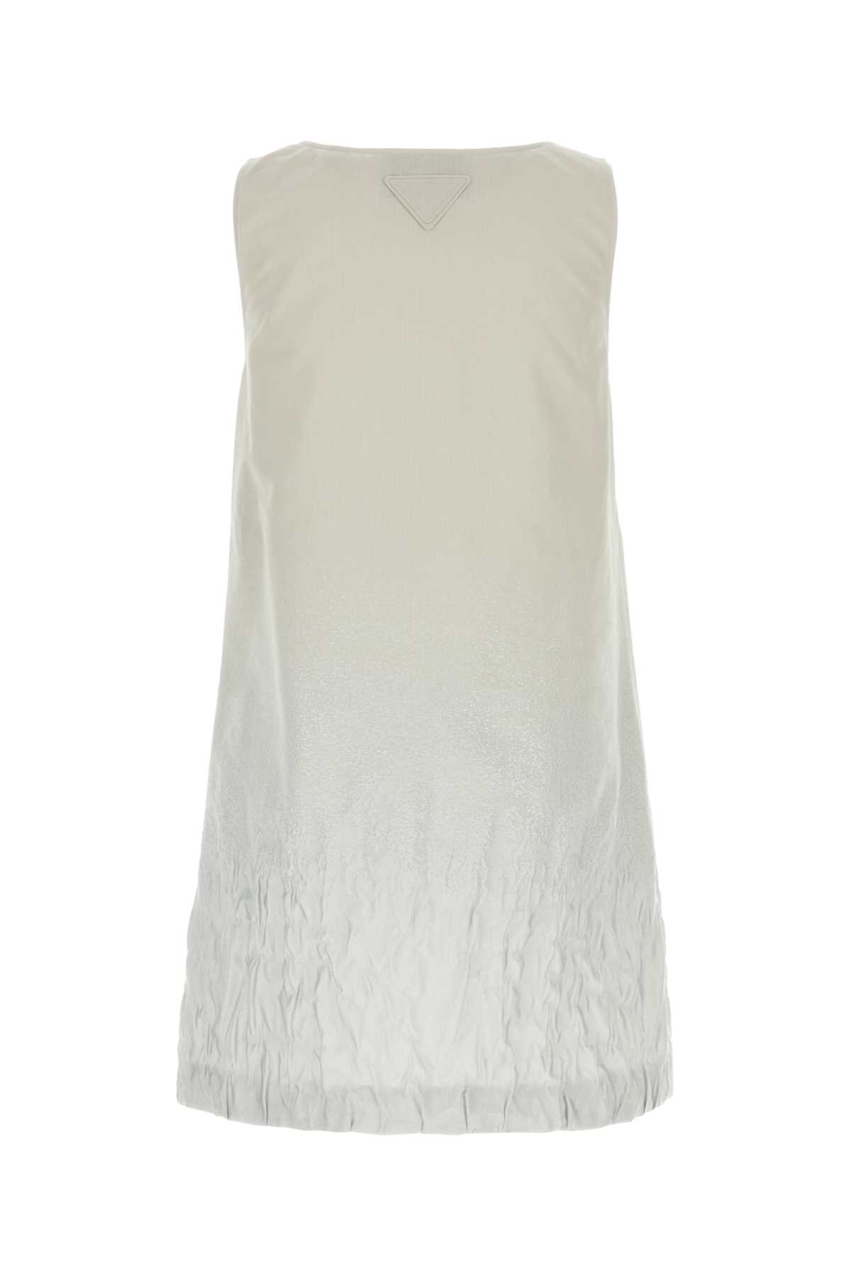 Shop Prada Ivory Cotton Blend Mini Dress In Astro