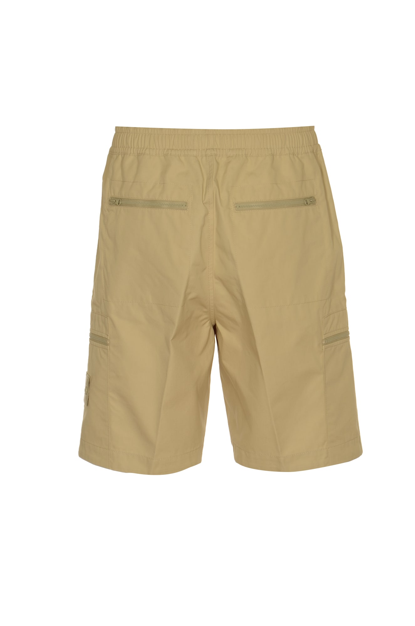 Shop Stone Island Side Pocket Zip Shorts In Beige