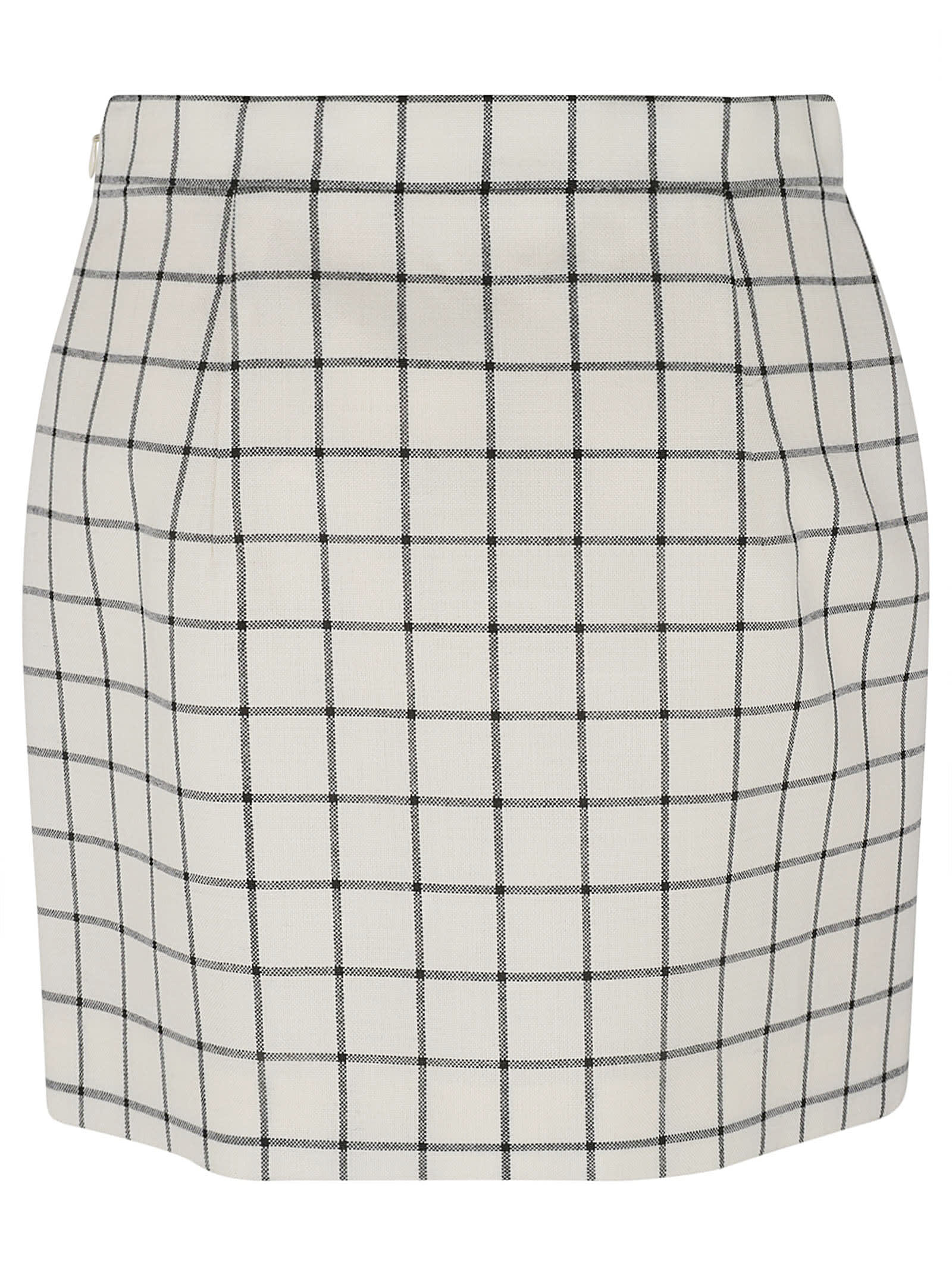 Shop Marni Check Print Skirt In Stone White