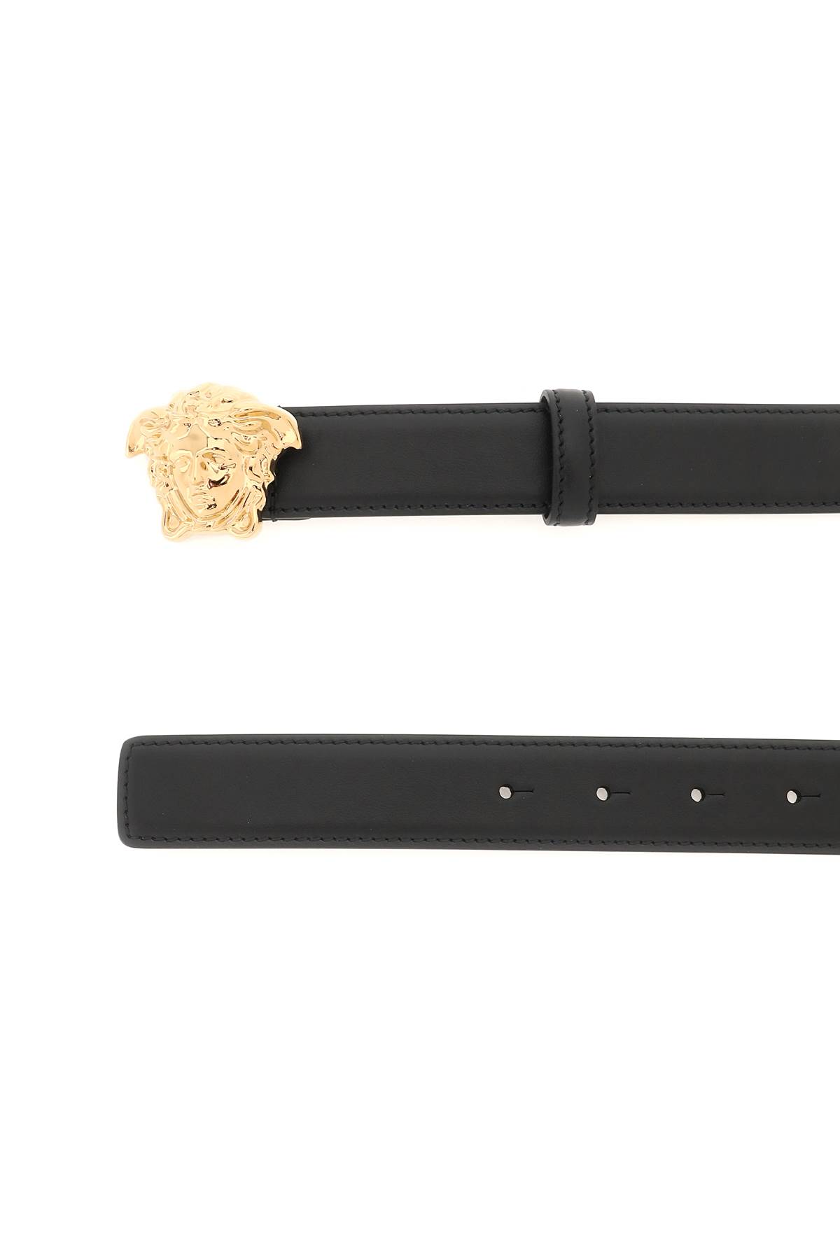 Shop Versace Medusa Buckle Leather Belt In Black (black)