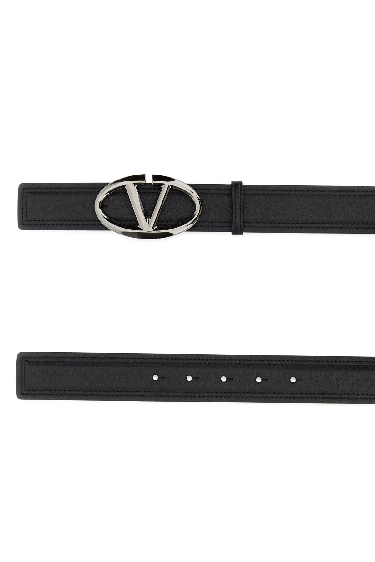 Shop Valentino Buckle Belt H. 35 Vlogo In Nero